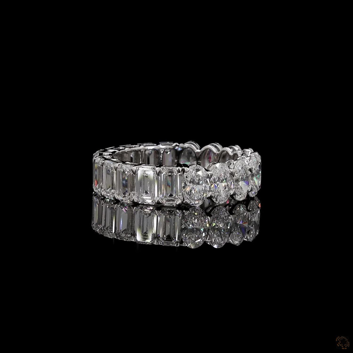 6.01 Ct Oval and Emerald Cut Diamond Band Eternity Ring, Split Style  Eternity Ring, Half Oval Half Emerald Diamond Band