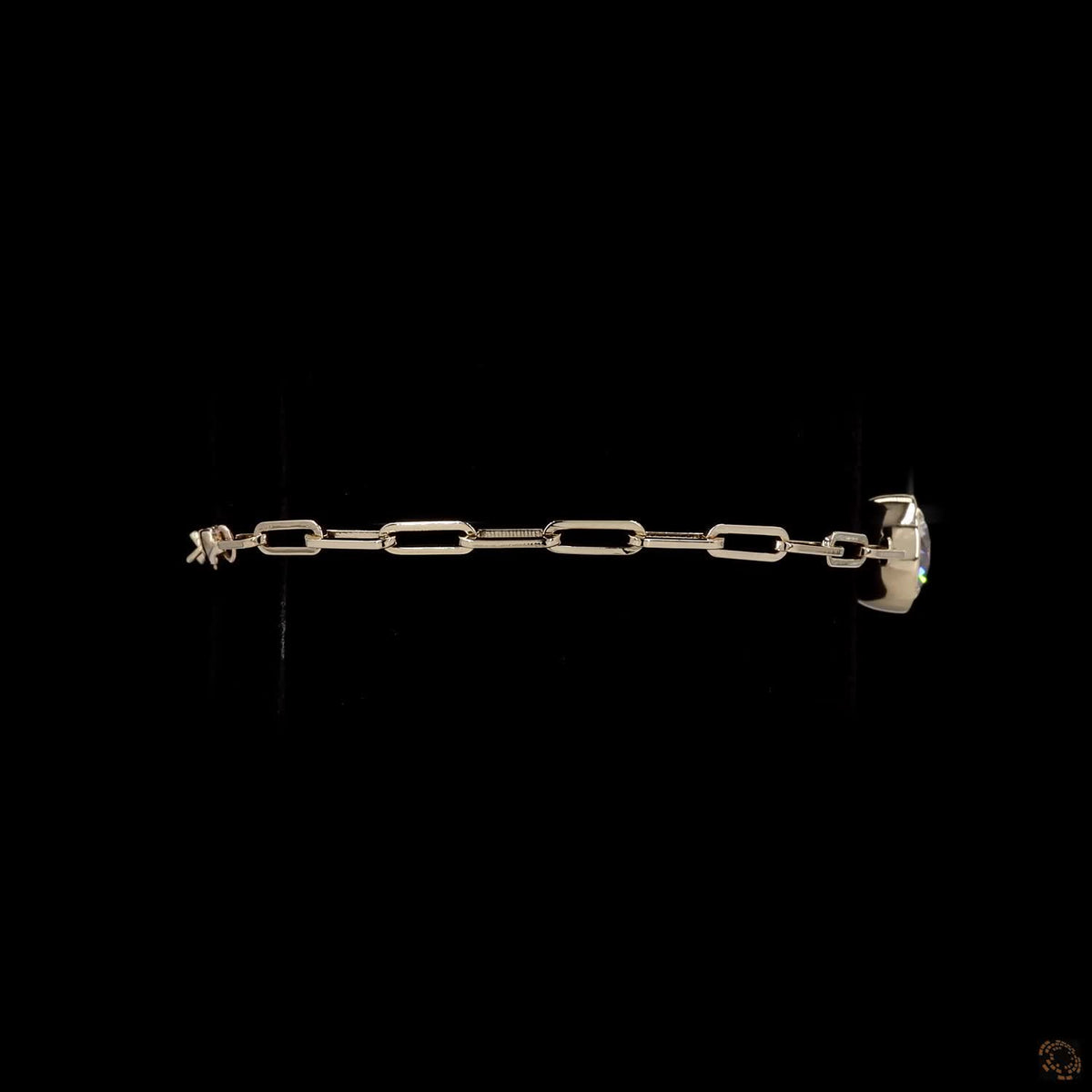 3.01 Ct Bezel-Set Solitaire Round Diamond Paperclip Chain Bracelet in 14K Yellow Gold
