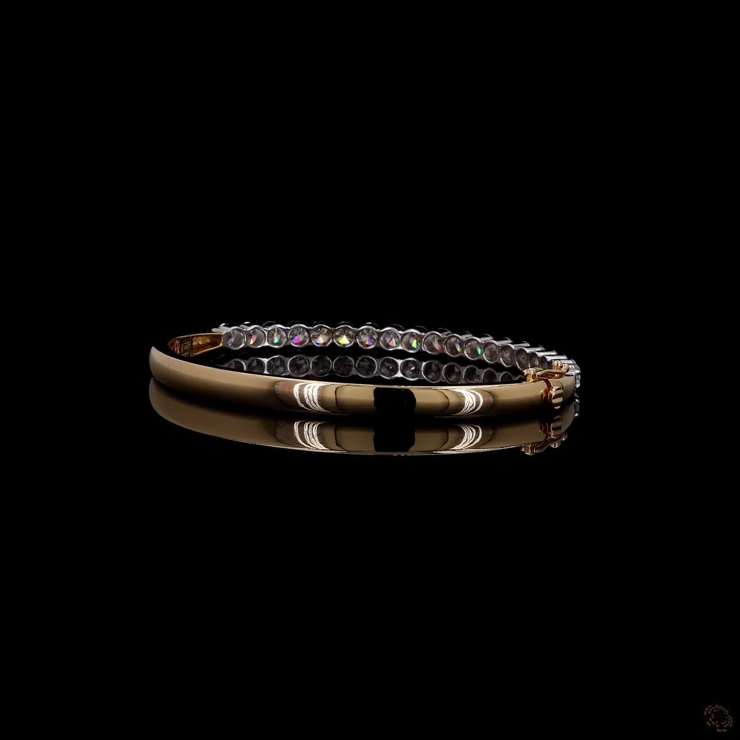 4.77 Ct Half-Eternity Diamond Bangle / Two-Tone Diamond Hinged Bangle