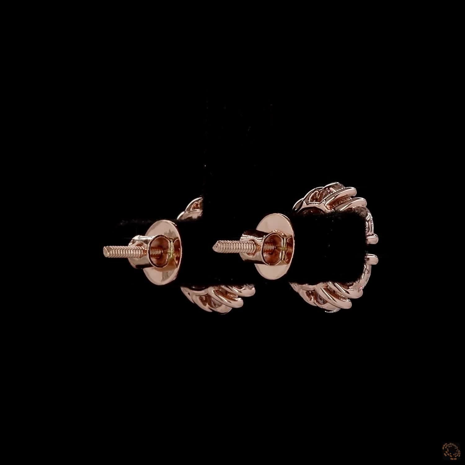 3.11 Ct  Round Diamond Floral Cluster Stud Earrings in 14K Rose Gold | 7-Stone Flower Solitaire Look Studs