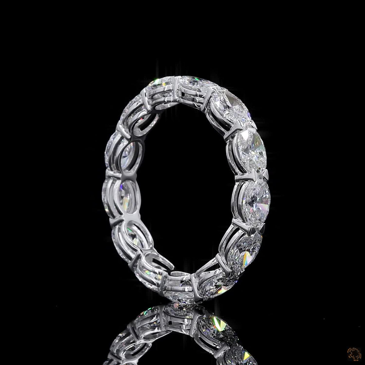 3.29 Ct East-West Oval Cut Diamond Eternity Band in White Gold