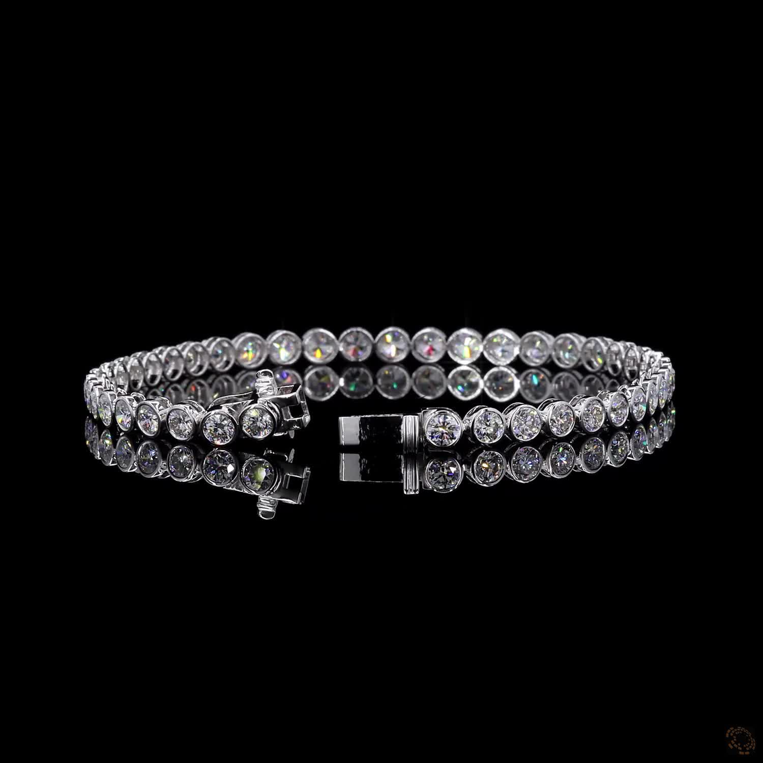 5.57 Ct Full Bezel Setting Individual smooth round metal rims completely encircling each diamond