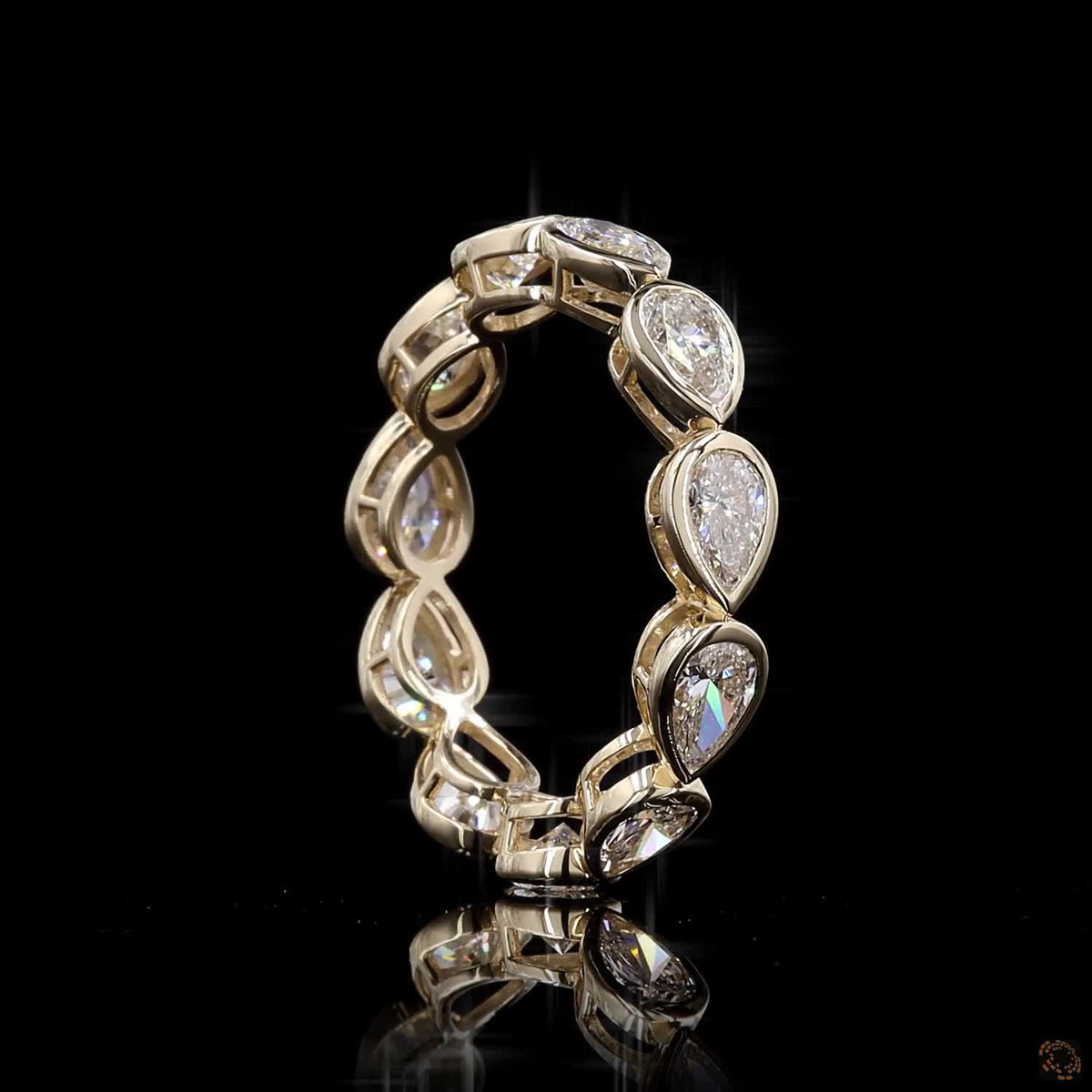 7.89 Ct 14K Gold Pear Cut Diamond Eternity Band Ring | Luxury Teardrop Diamond Wedding & Anniversary Ring