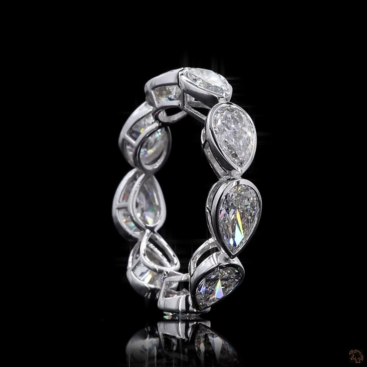 5.16 Ct Bezel Set Pear Cut lab-grown Diamond Eternity Ring