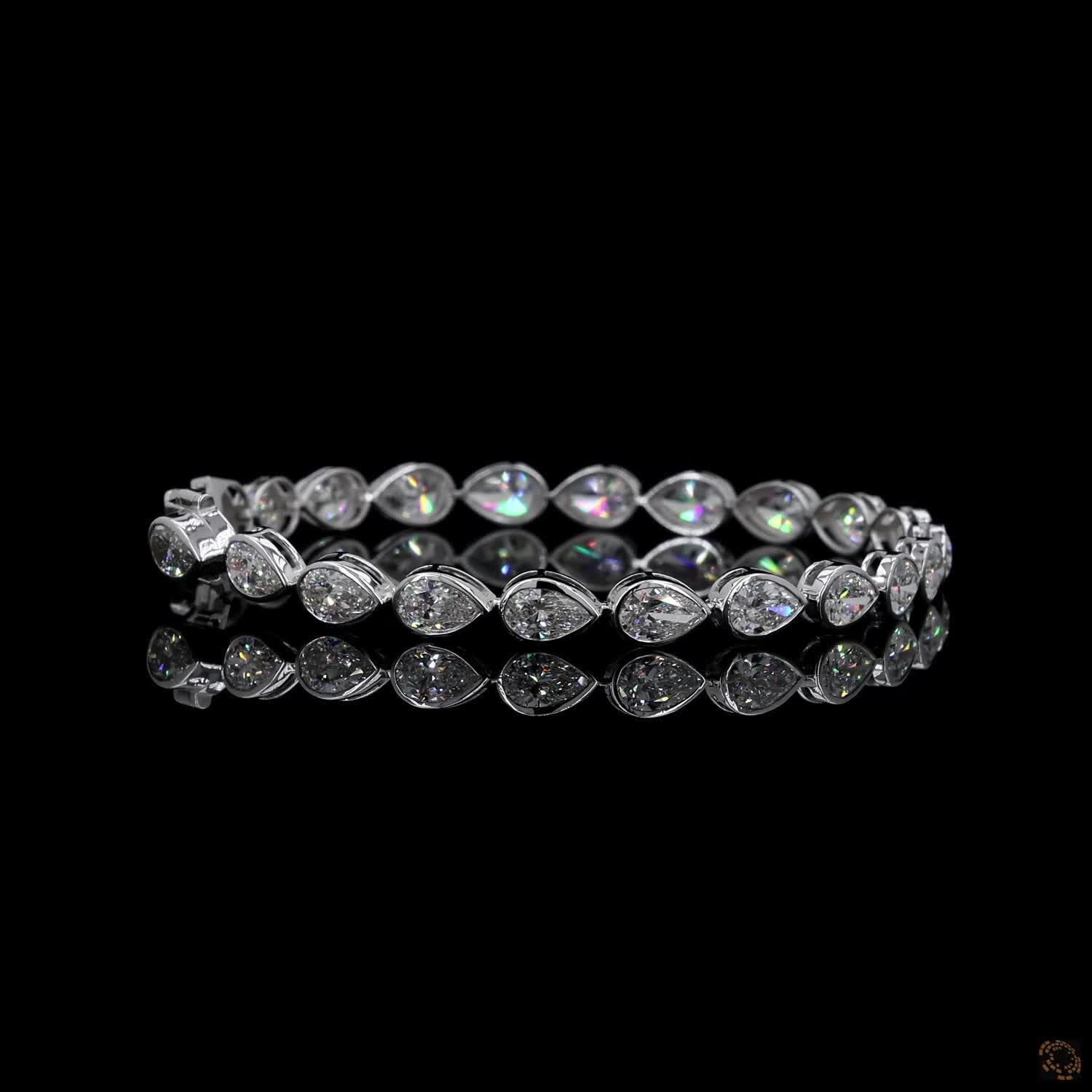 10.67 Ct Pear Cut Diamond Tennis Bracelet, Bezel Set Diamond Bracelet, Teardrop Diamond Bracelet, White Gold Pear Diamond Bracelet, Lab-Grown Pear Tennis Bracelet