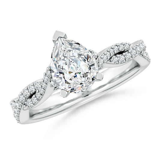1.62 Ct In Pear Bardot Scallop Engagement Ring