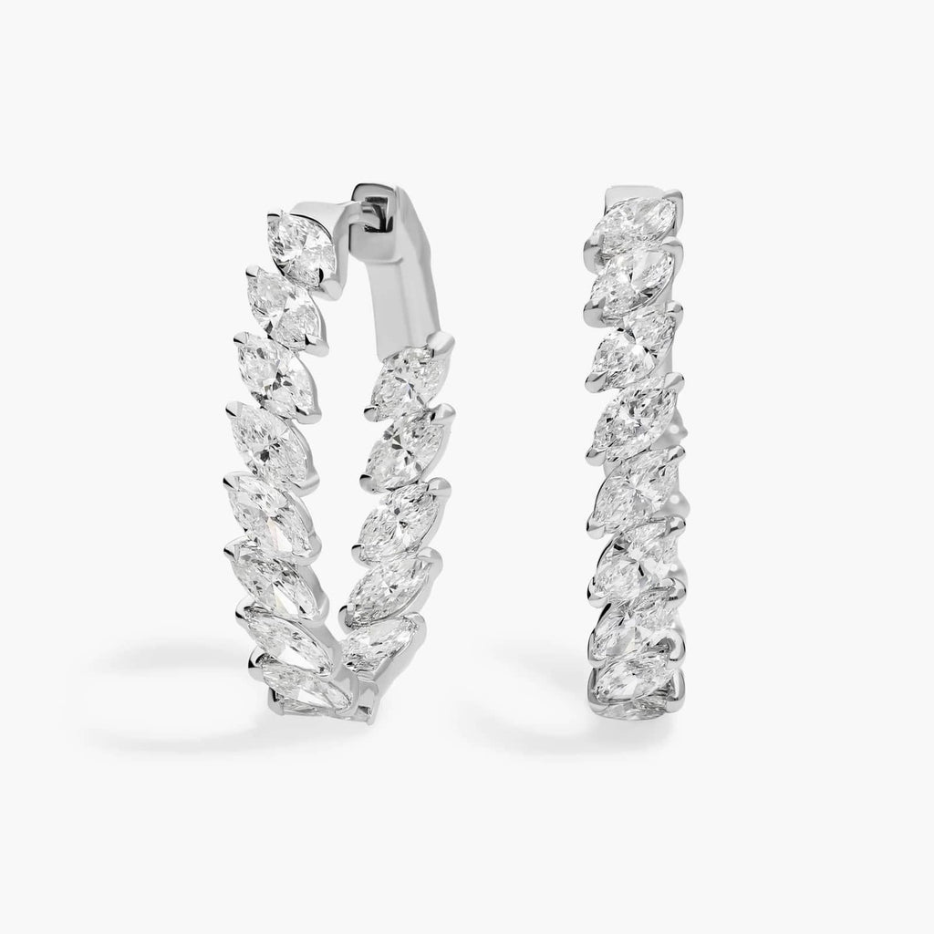 4.00 Ct Hoop Earrings With Marquise Cut Lab-Grown Diamonds