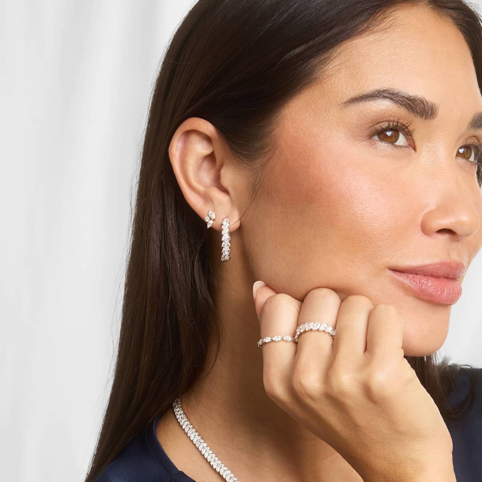 4.00 Ct Hoop Earrings With Marquise Cut Lab-Grown Diamonds