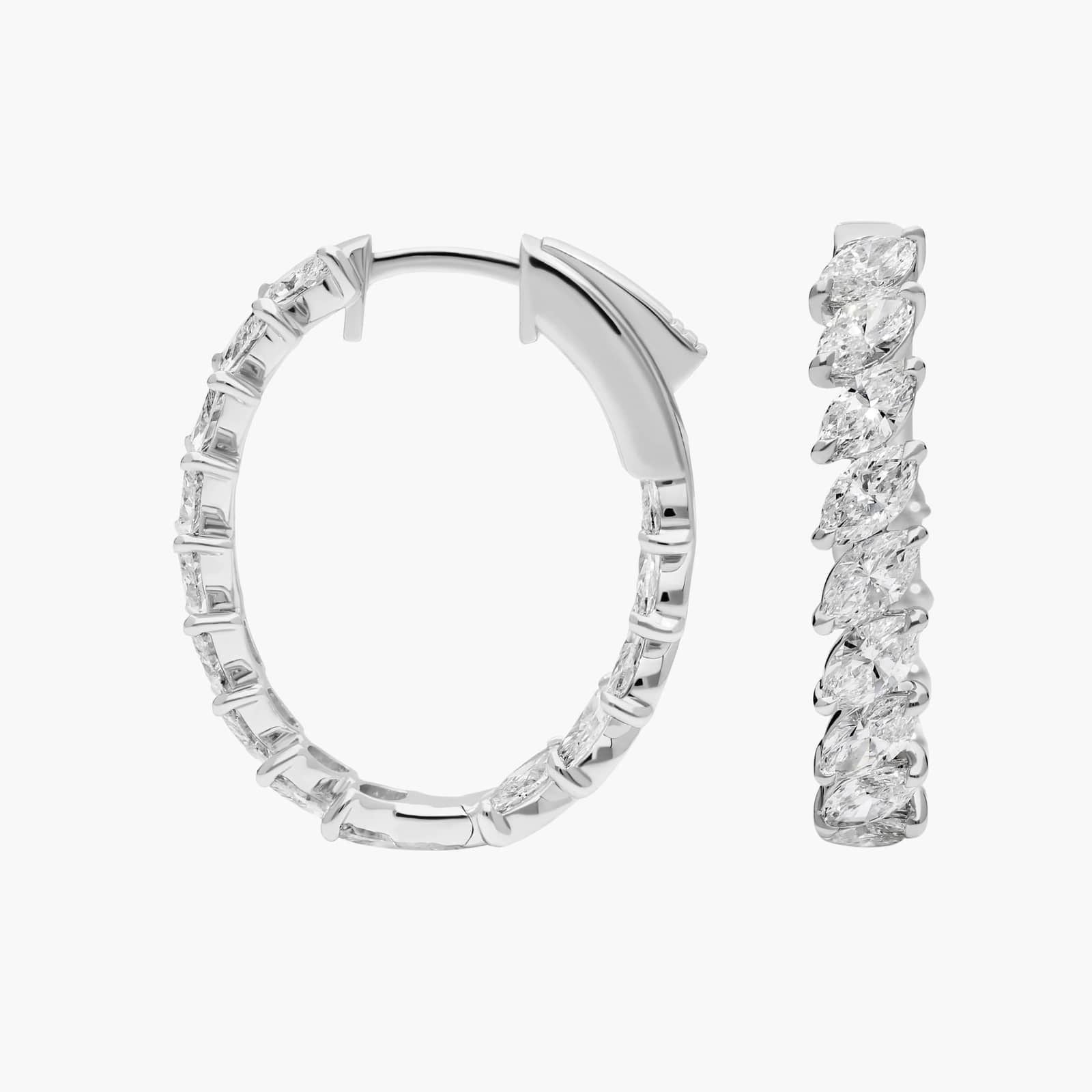 4.00 Ct Hoop Earrings With Marquise Cut Lab-Grown Diamonds