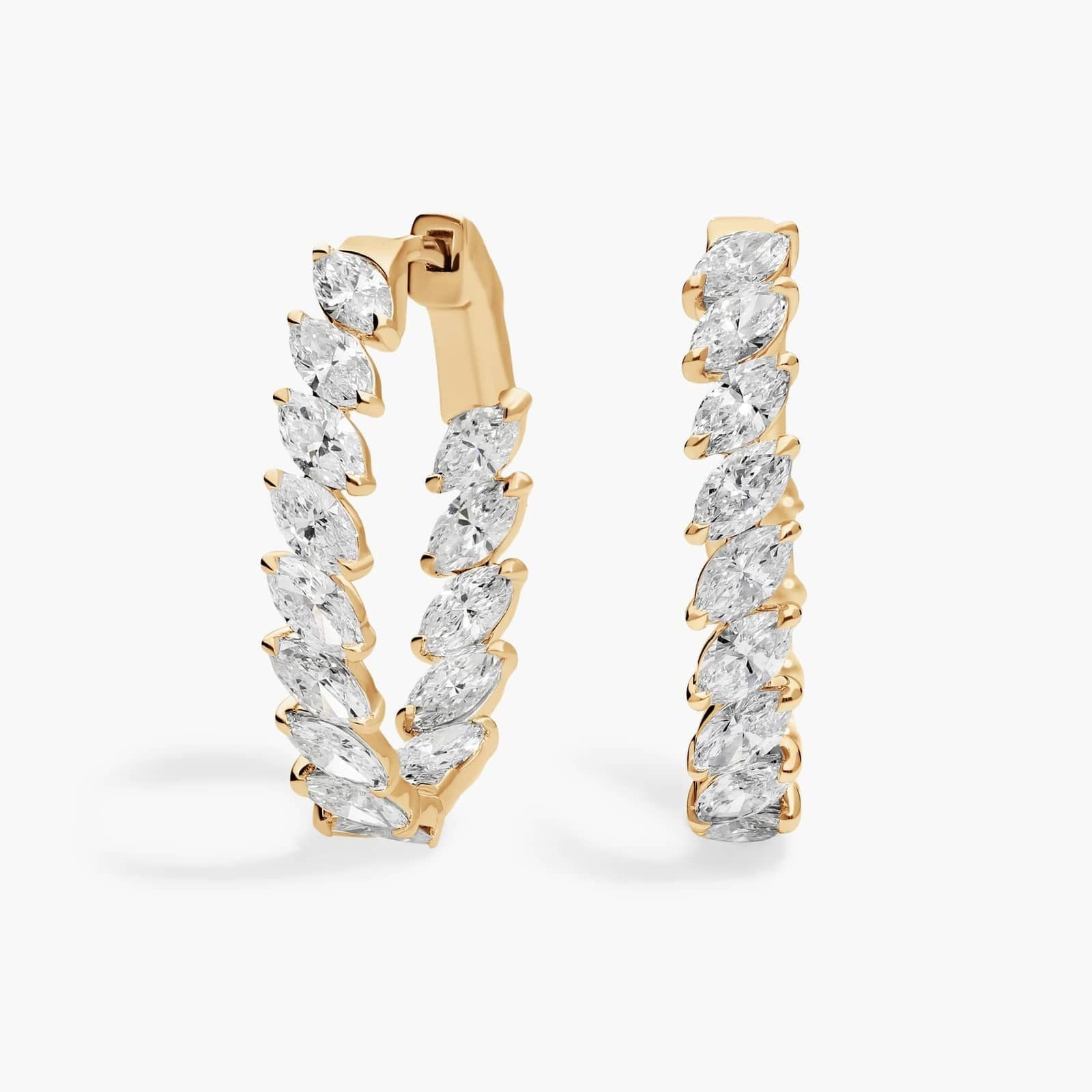 4.00 Ct Hoop Earrings With Marquise Cut Lab-Grown Diamonds