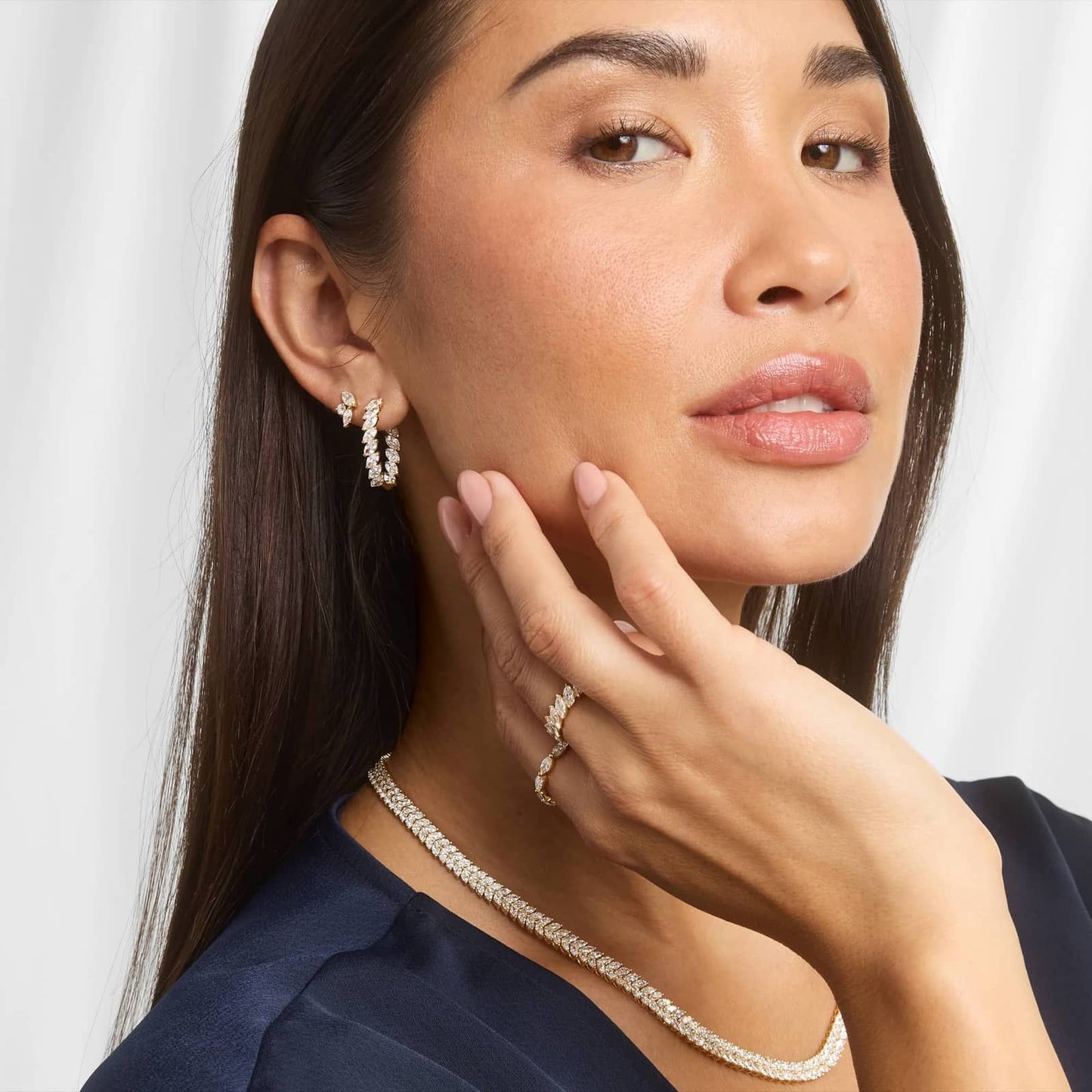 4.00 Ct Hoop Earrings With Marquise Cut Lab-Grown Diamonds