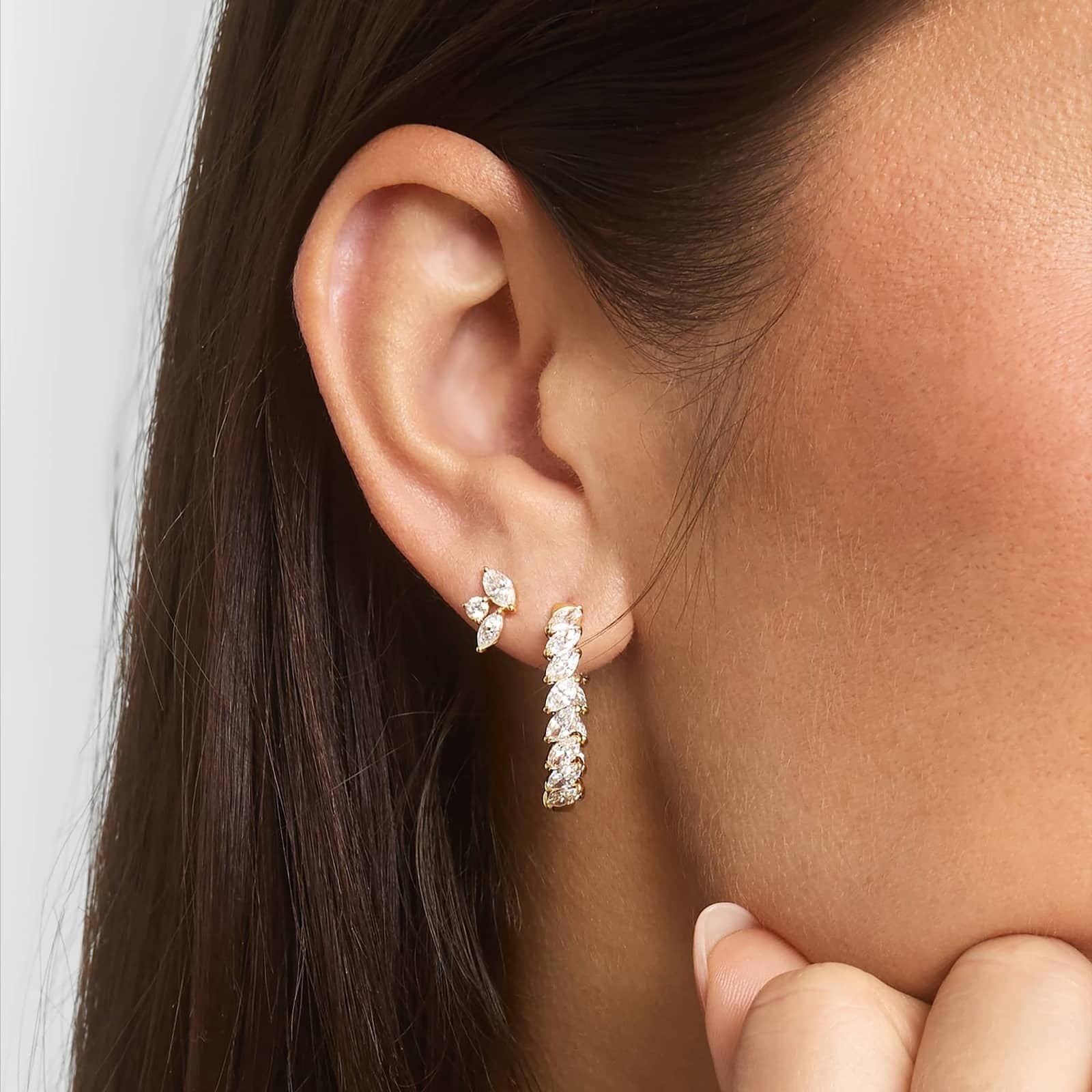 4.00 Ct Hoop Earrings With Marquise Cut Lab-Grown Diamonds