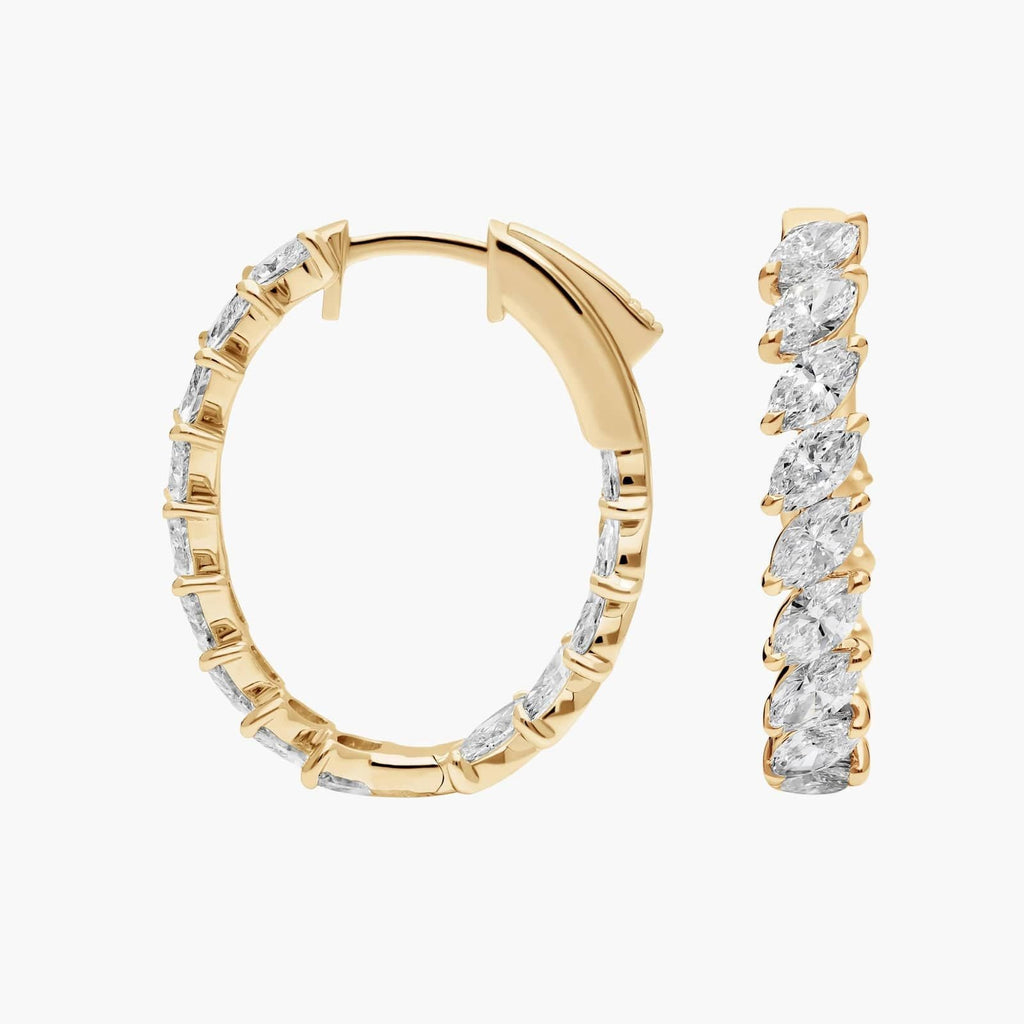 4.00 Ct Hoop Earrings With Marquise Cut Lab-Grown Diamonds