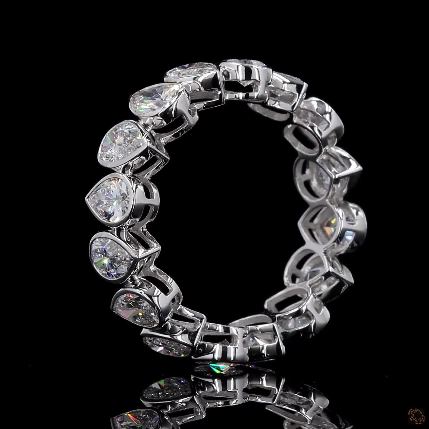 4.16 Ct Bezel-Set Pear Cut Diamond Eternity Band in White Gold