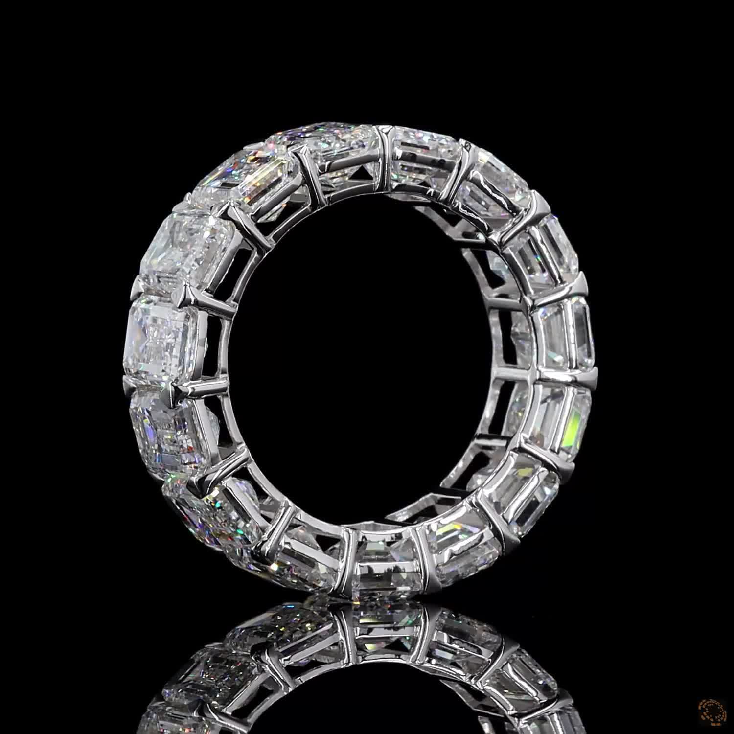 13.60 Ct Emerald Cut Diamond Eternity Band – Shared Prong Wedding Ring