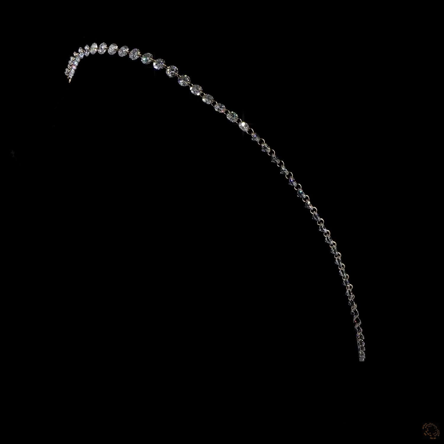 19.49 Ct Round Brilliant Graduated Riviera Station Necklace in Yellow Gold