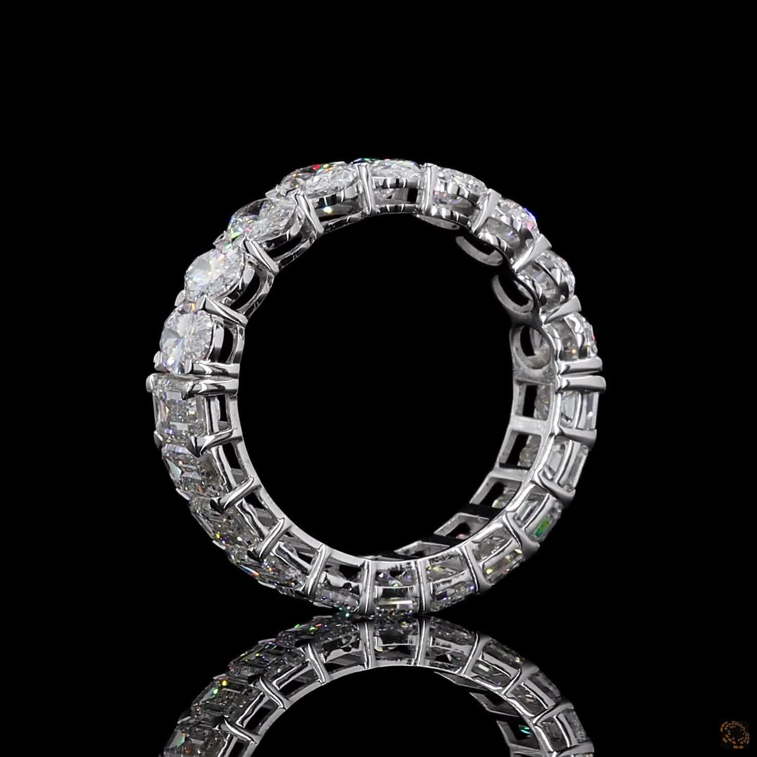5.99 Ct Half Oval Half Emerald Cut Diamond Eternity Ring | Multi-Shape Wedding Band in 14K White Gold