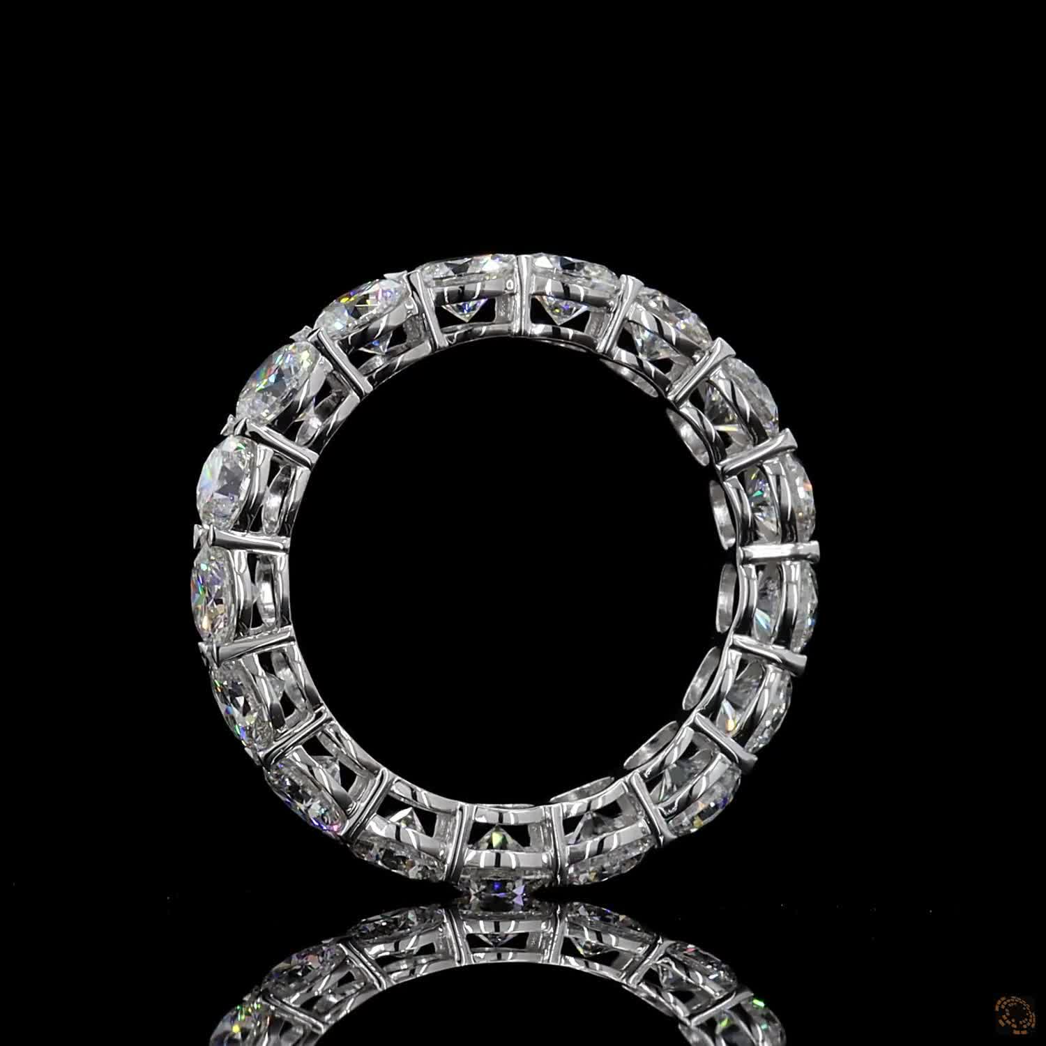 4.42 Ct Full Eternity Wedding Band, Round Brilliant Cut Prong Bridal Band in White Gold