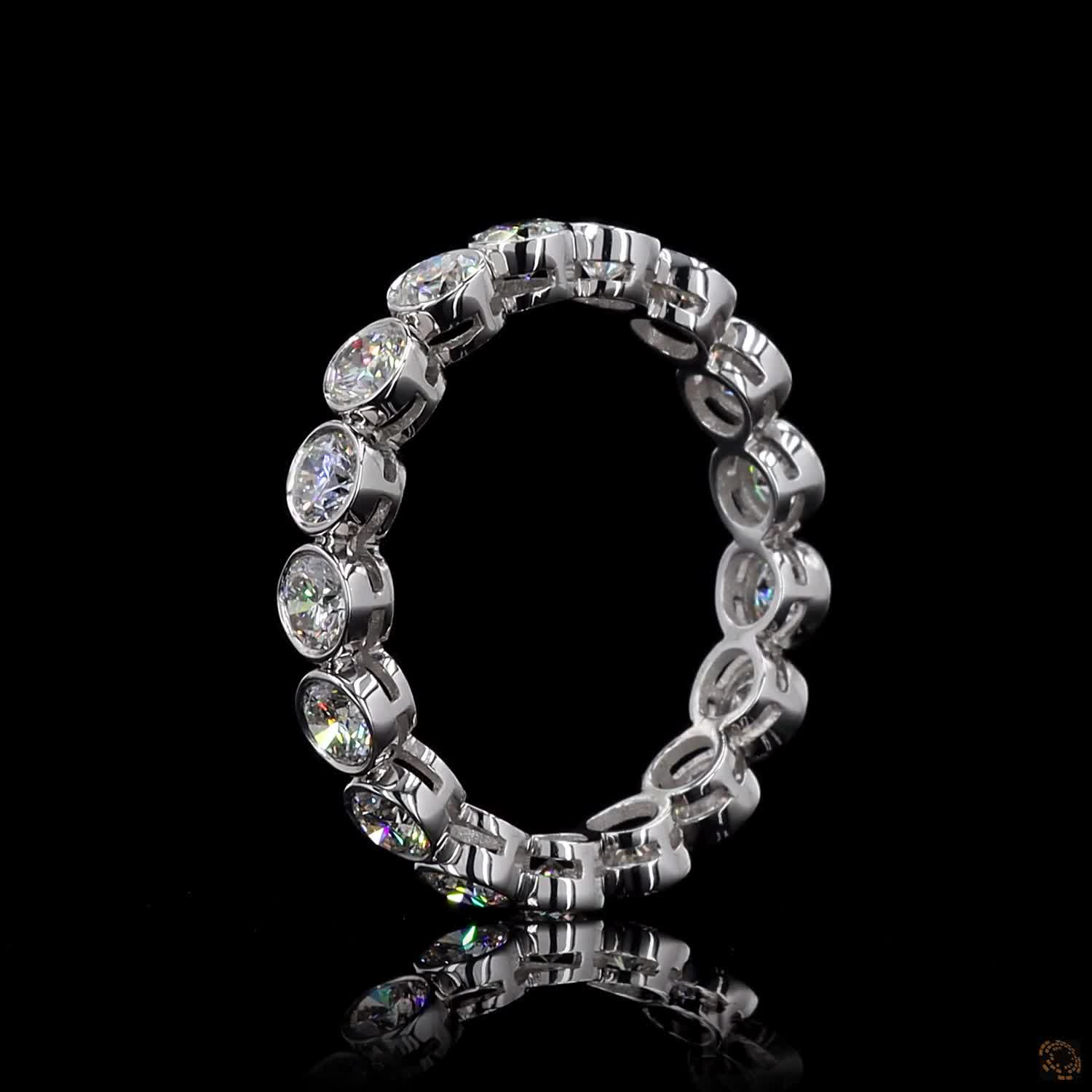1.90 Ct Round Cut Diamond Bezel Eternity Band – 14K White Gold Floating Bezel Wedding Ring