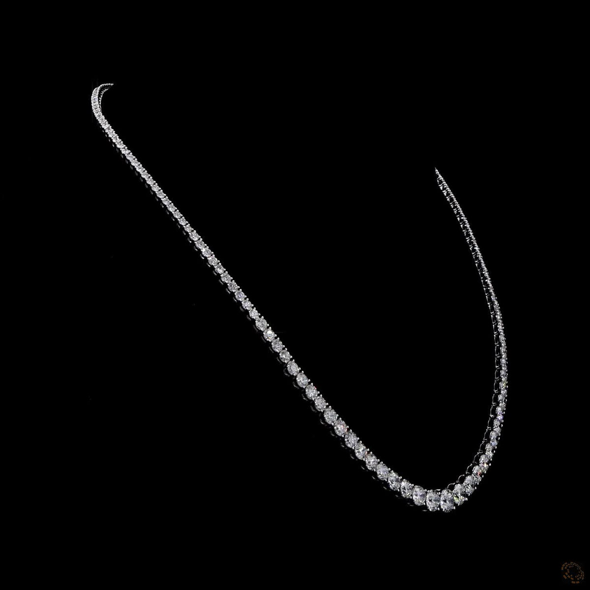 17.68 Ct Graduated Round Cut Lab-Grown Diamond Tennis Necklace in 14K White Gold