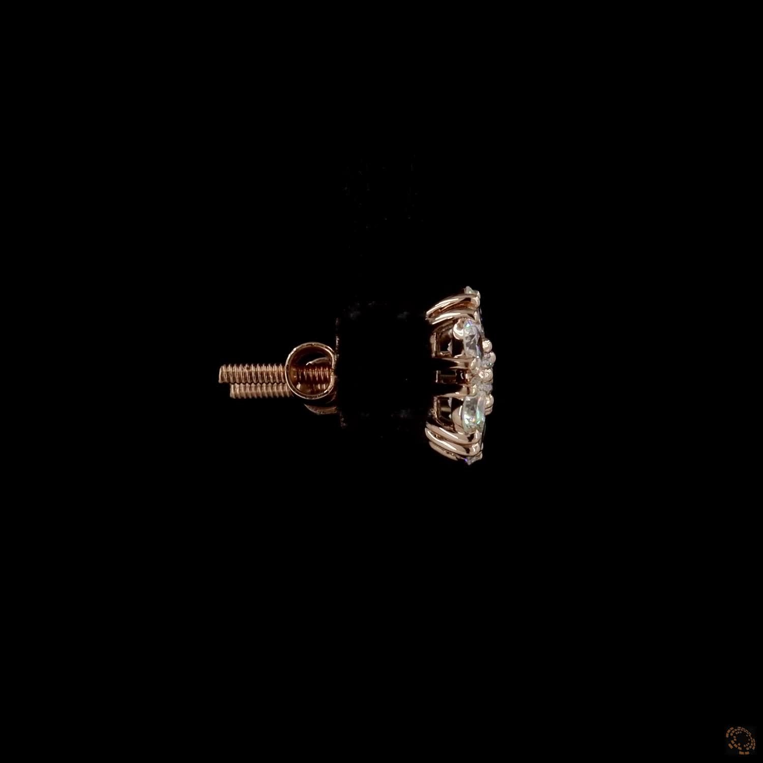 1.38 Ct 14K Rose Gold Round Cut Diamond Flower Cluster Stud Earrings – Blossom Solitaire Illusion Studs