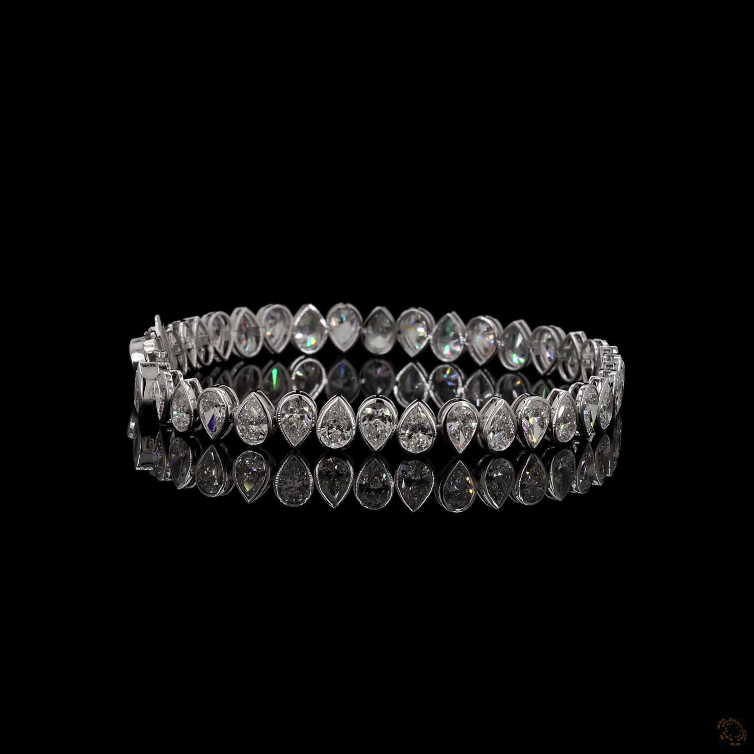 12.82 Ct North-South Pear-Cut Diamond Bezel Tennis Bracelet in White Gold