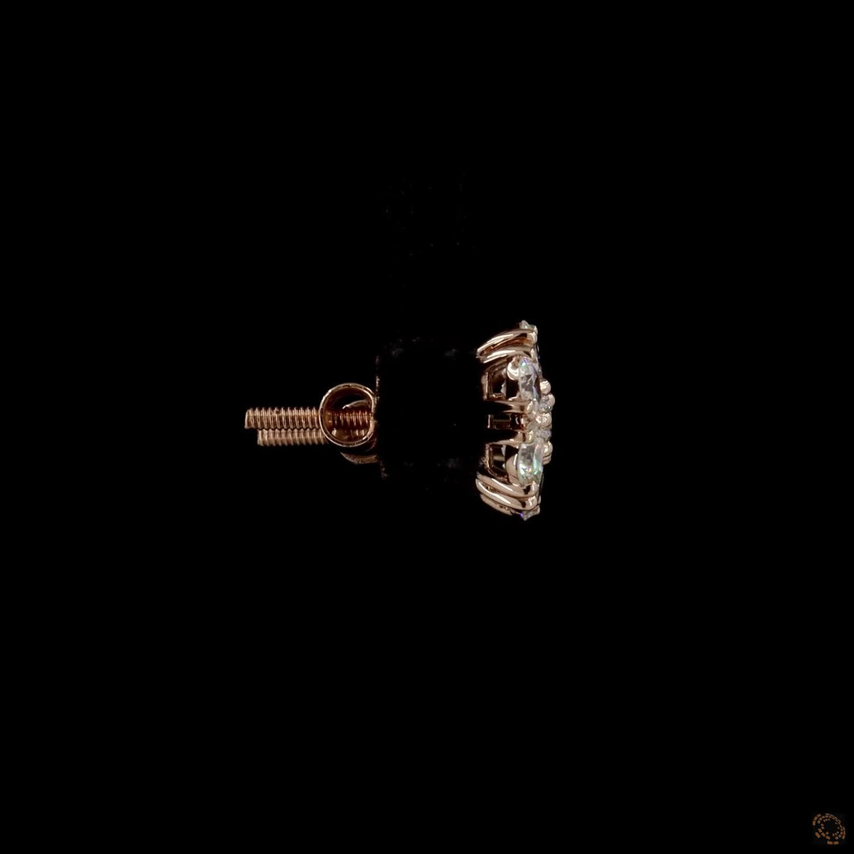 1.36 Ct Round Diamond Cluster Flower Stud Earrings in 14K Rose Gold