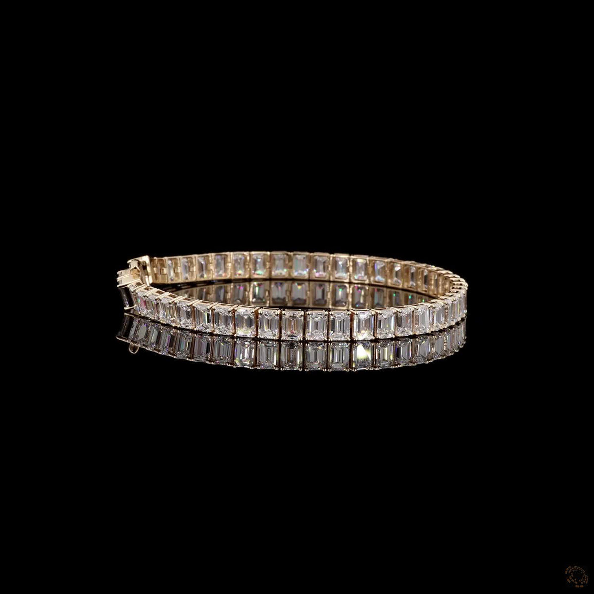 18.52 Ct East-West Emerald Cut Diamond Tennis Bracelet in 14K Yellow Gold