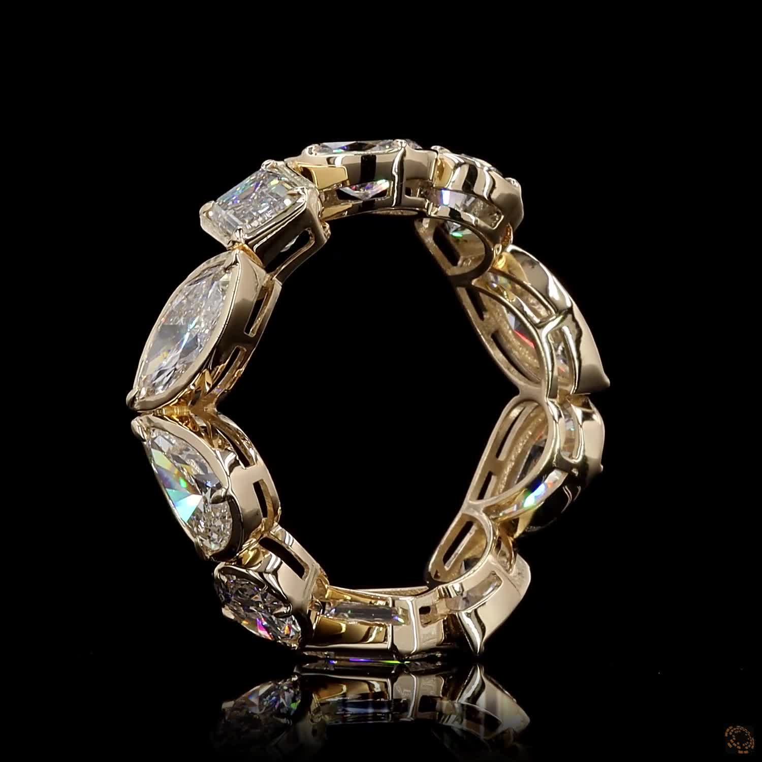 5.82 Ct Full Bezel Setting Custom-contoured smooth yellow gold frames surrounding each distinct diamond shape