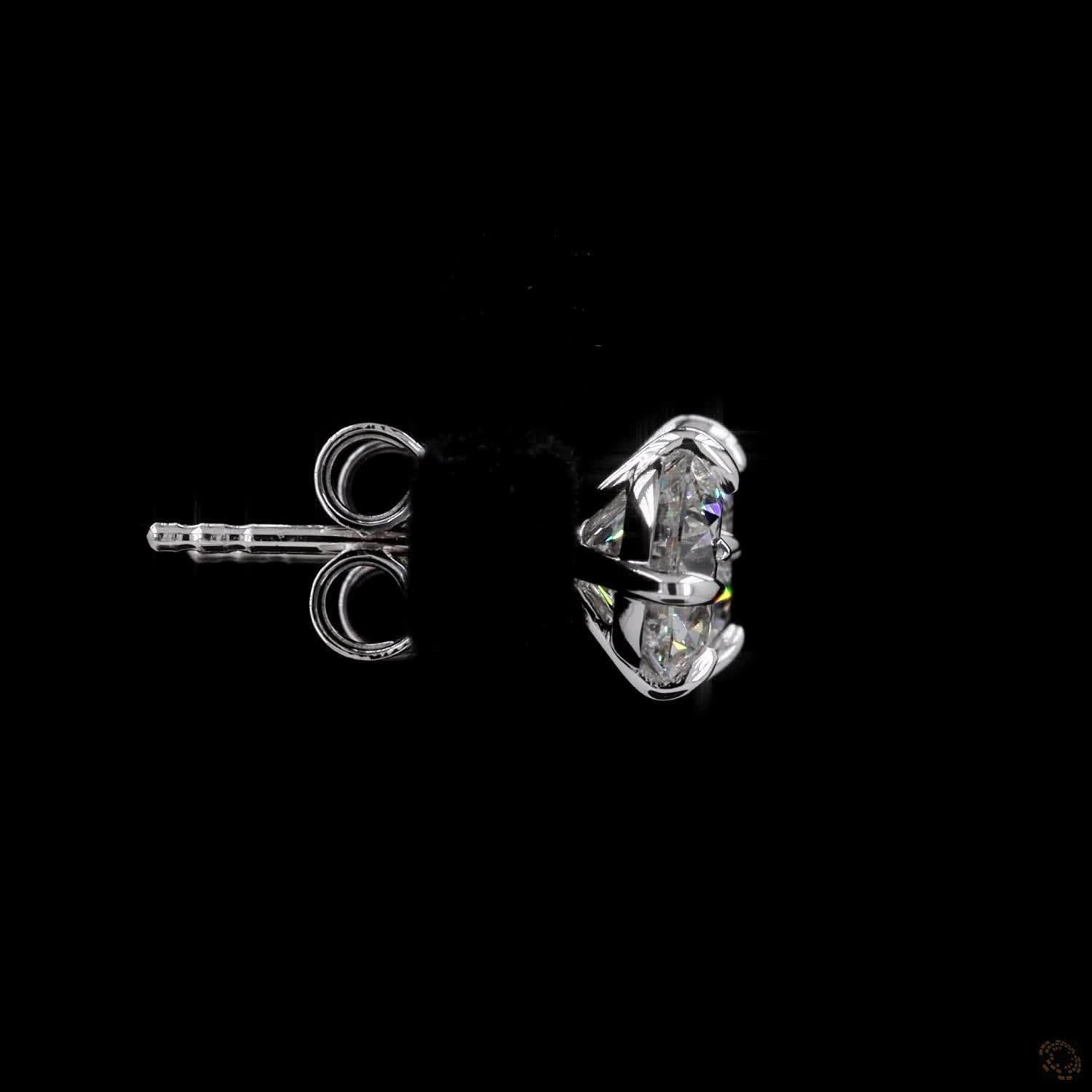 0.50 ct Solid 14K White Gold Round Brilliant Diamond Stud Earrings – Compass Point Split-Claw Solitaire Studs