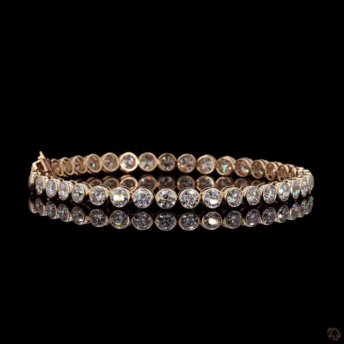 9.86 Ct Bezel-Set Round Diamond Tennis Bracelet in 14K Yellow Gold