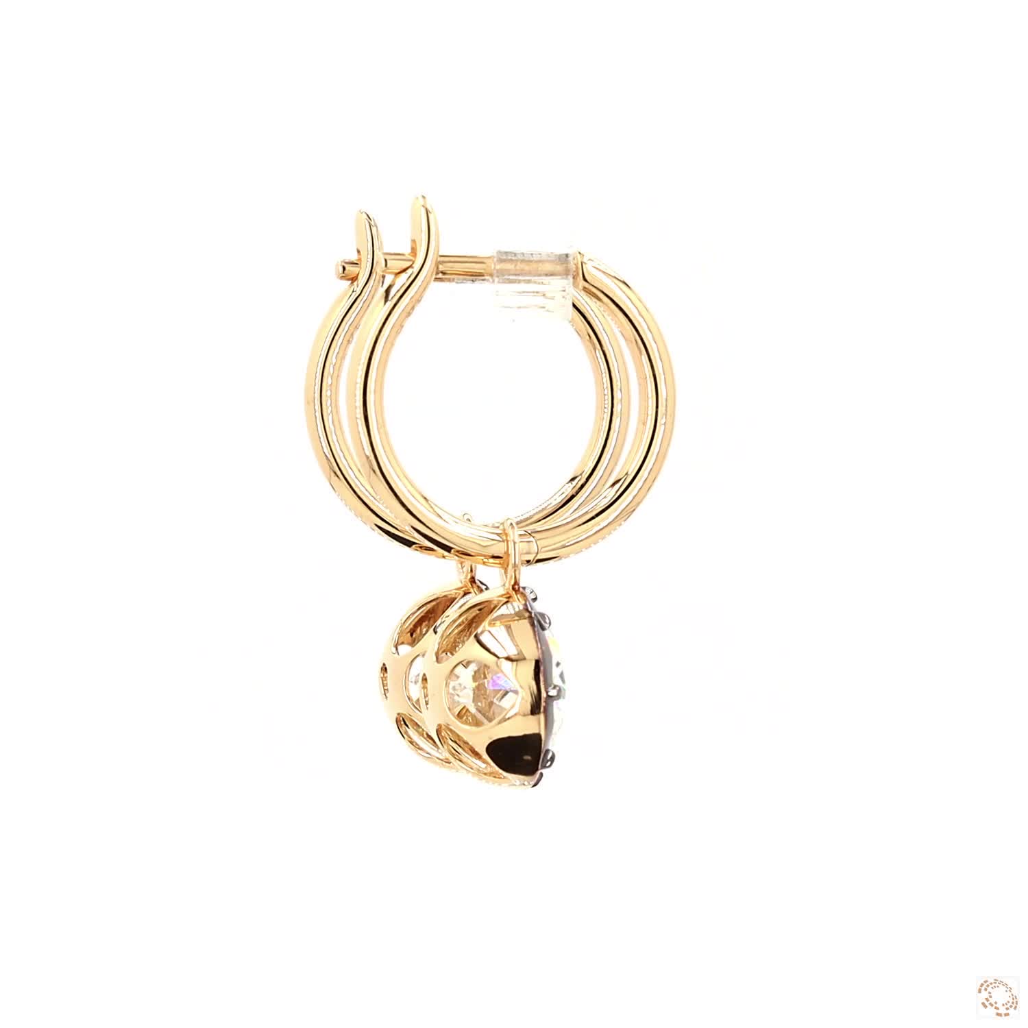 6.12 Ct Blackened Gold Oval Diamond Dazzle Drop Hoop Earrings in 14K Gold
