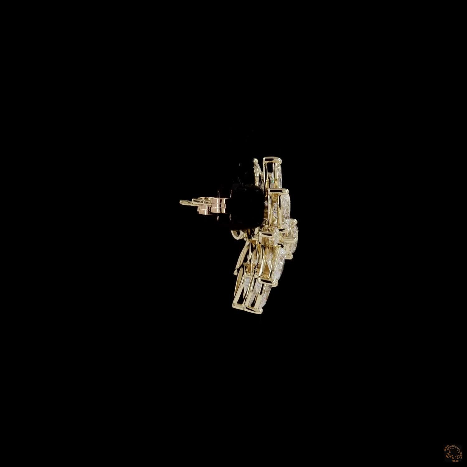 8.37 Ct Mixed Cut Diamond Floral Cluster Earrings in Yellow Gold