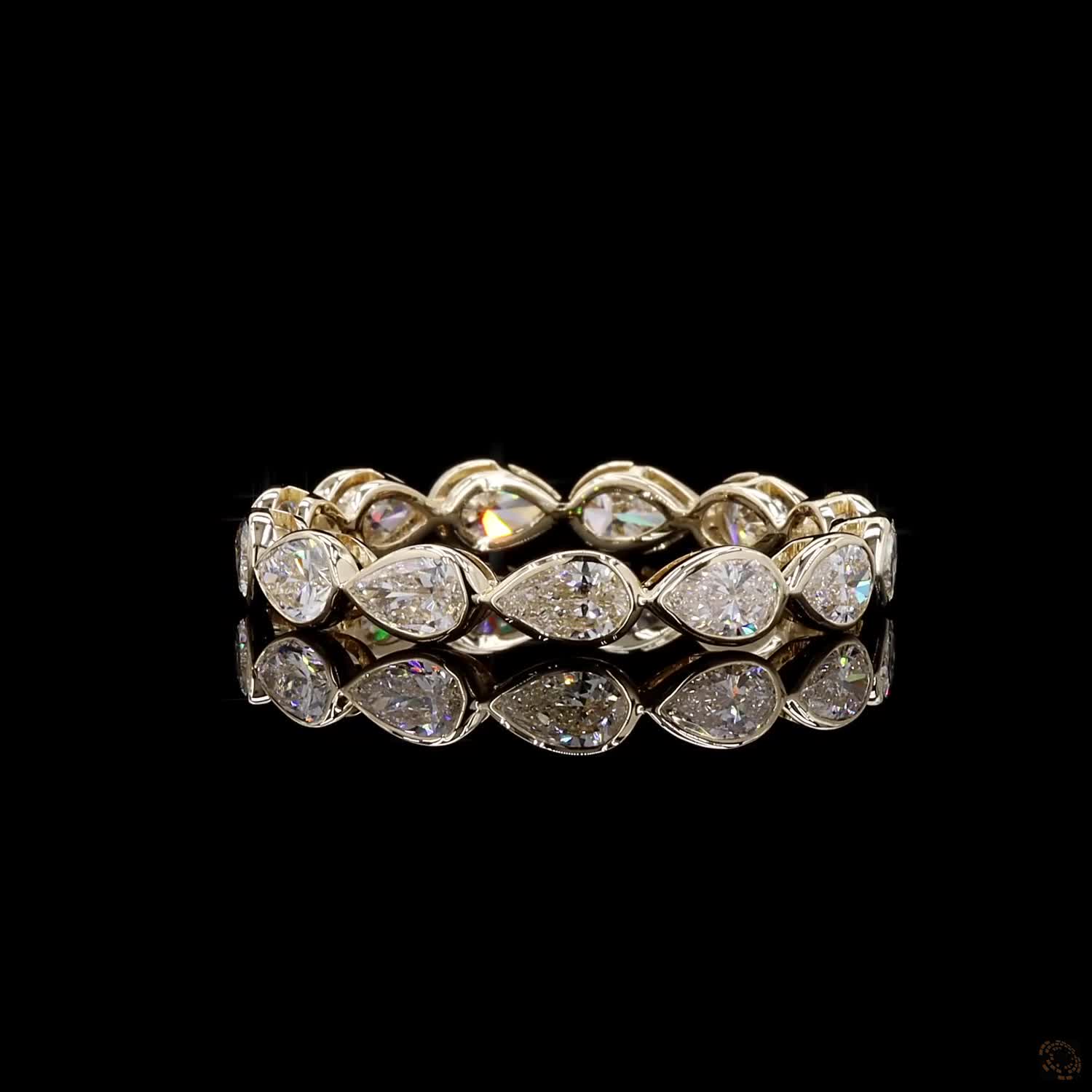 3.24 Ct Horizontal Pear-Shaped Diamond Full Bezel Eternity Ring