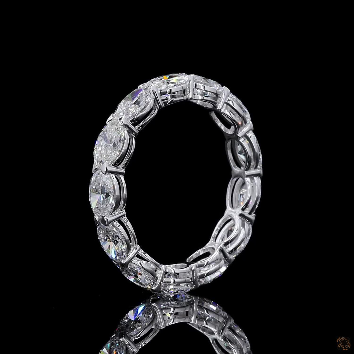 3.29 Ct East-West Oval Cut Diamond Eternity Band in White Gold