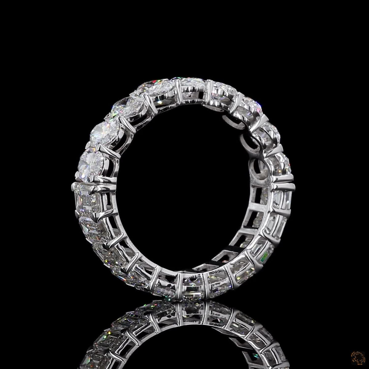 6.01 Ct Oval and Emerald Cut Diamond Band Eternity Ring, Split Style  Eternity Ring, Half Oval Half Emerald Diamond Band