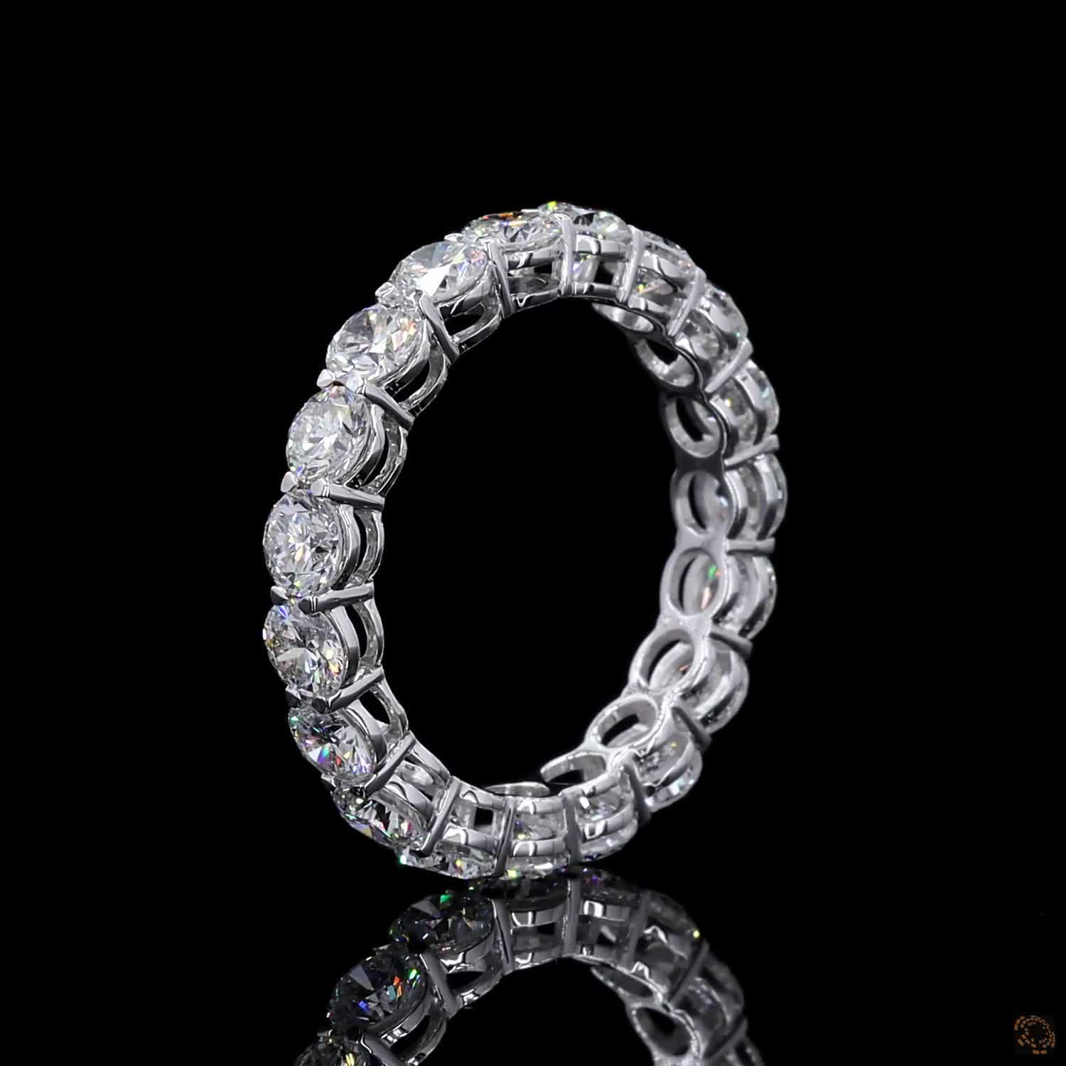 3.06 Ct Classic Round Brilliant Diamond Wedding Band in White Gold