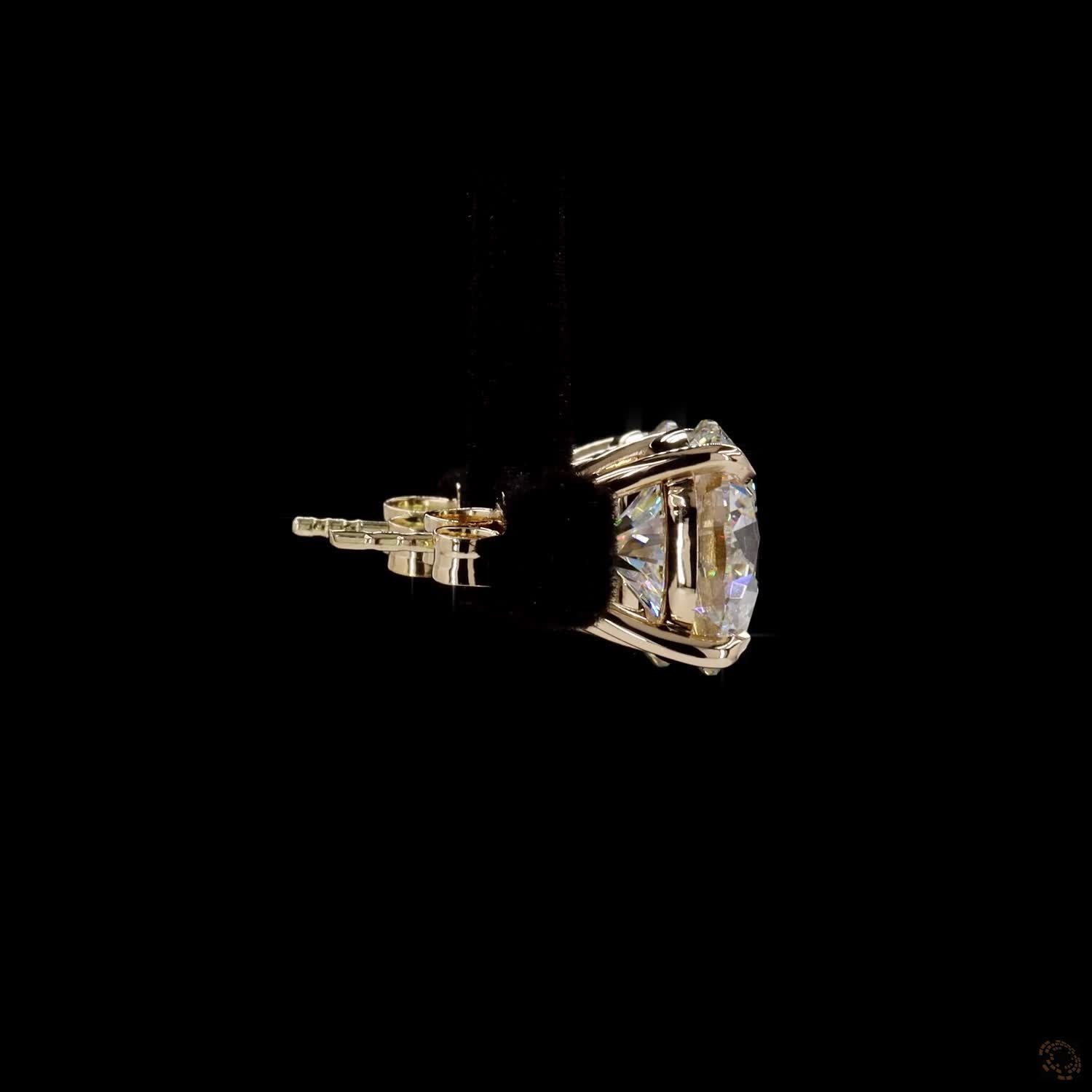 10.12 Ct Round Diamond Solitaire Stud Earrings, High-Polish 14K Yellow Gold 4-Prong Claw Studs for Women