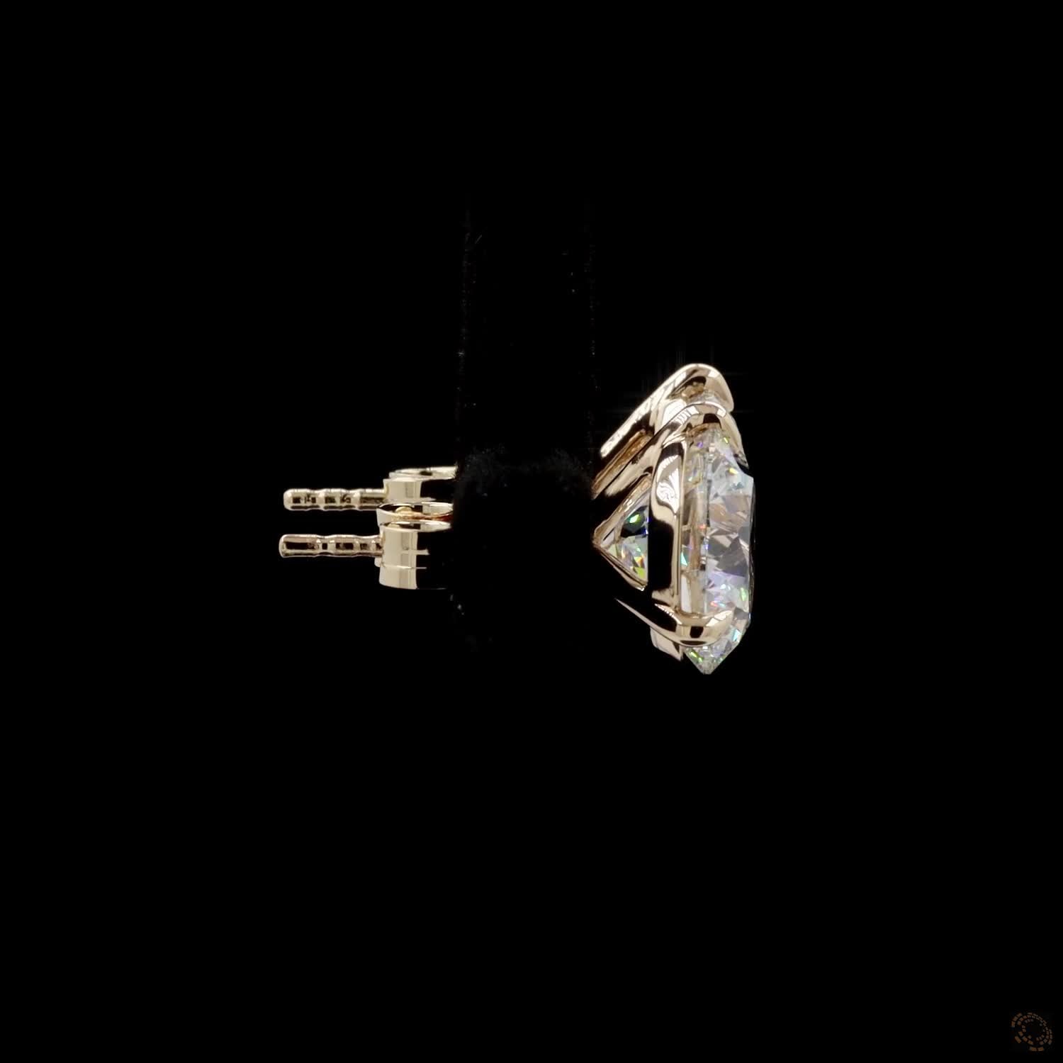 5.10 Ct Classic Round Cut Diamond Solitaire Stud Earrings in 14K Yellow Gold | 3-Prong Martini Setting