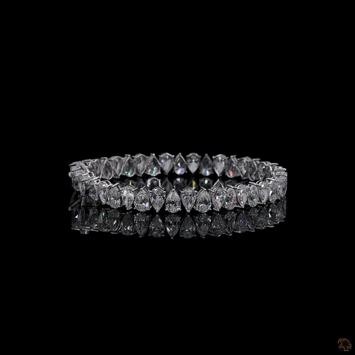 10.12 Ct  Pear Cut Diamond Tennis Bracelet in White Gold