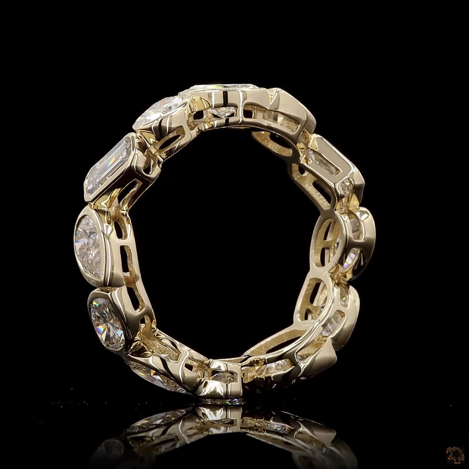 4.1 Ct Bezel-Set Multi-Shape Diamond Eternity Band in 14K Yellow Gold