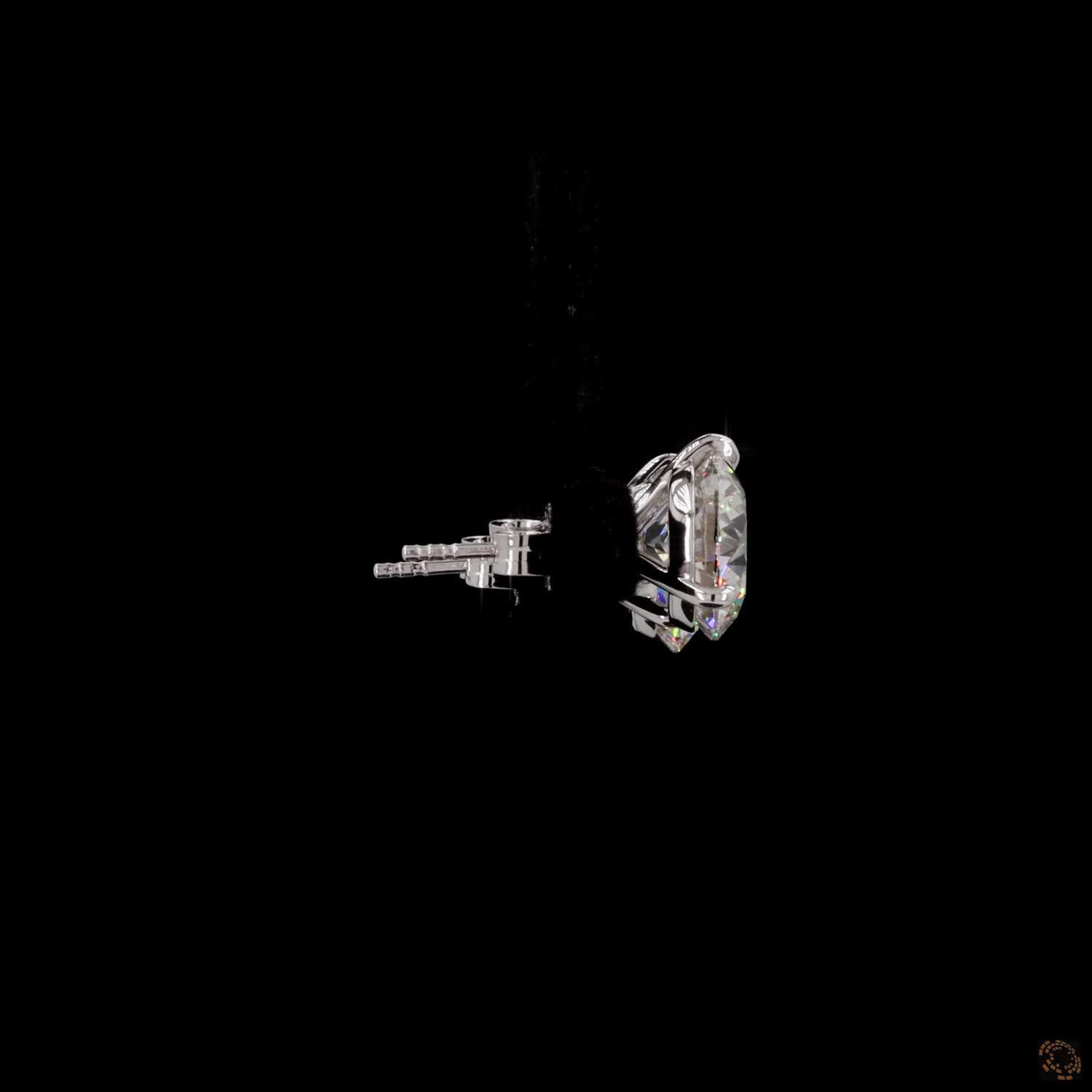 8.15 Prong Martini Round Diamond Stud Earrings in White Gold / Platinum