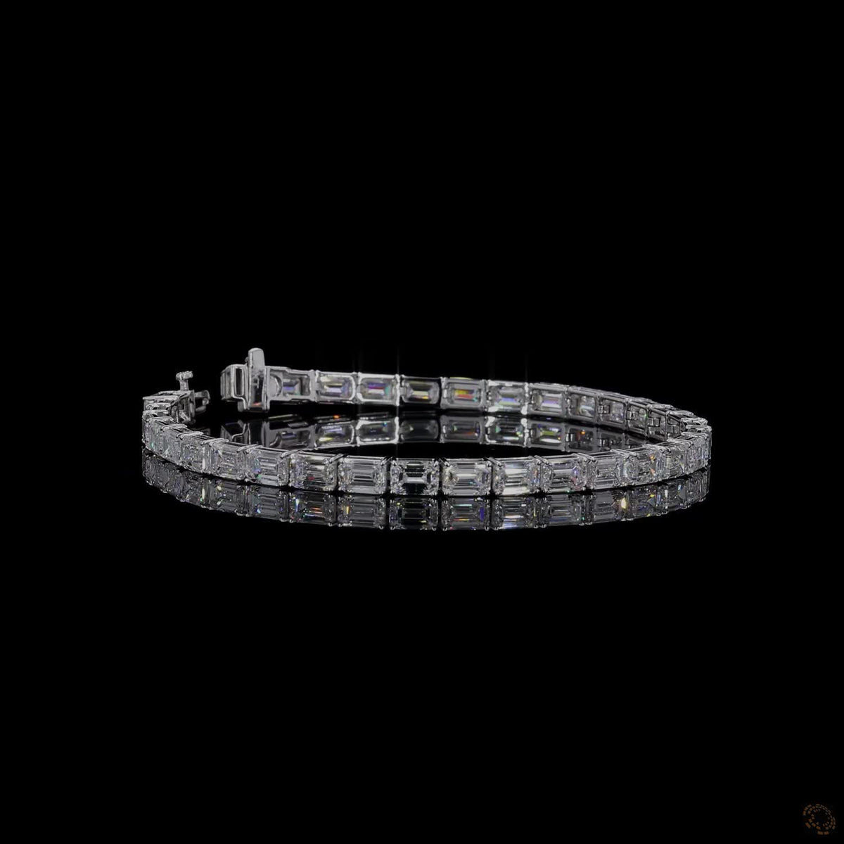 13.78 Ct Luxury Emerald-Cut CZ Tennis Bracelet for Women | Elegant Crystal Link Bracelet