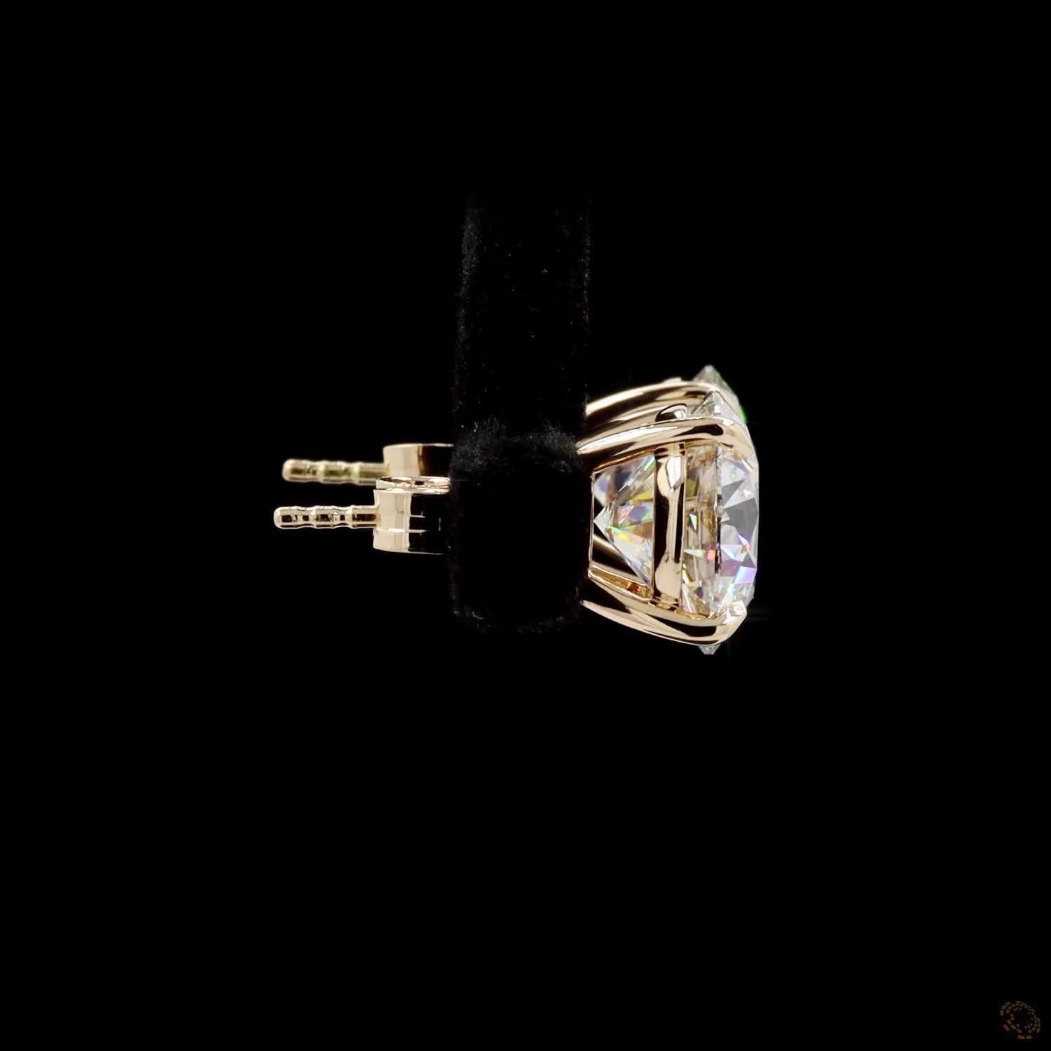 7.15 Ct Round Diamond Solitaire Stud Earrings, High-Polish 14K Yellow Gold 4-Prong Claw Earrings for Women
