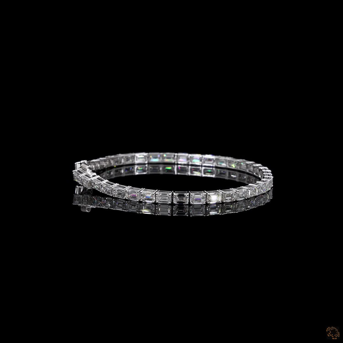 12.74 Ct Modern Bar-Set Emerald-Cut Diamond Tennis Bracelet in 14K White Gold
