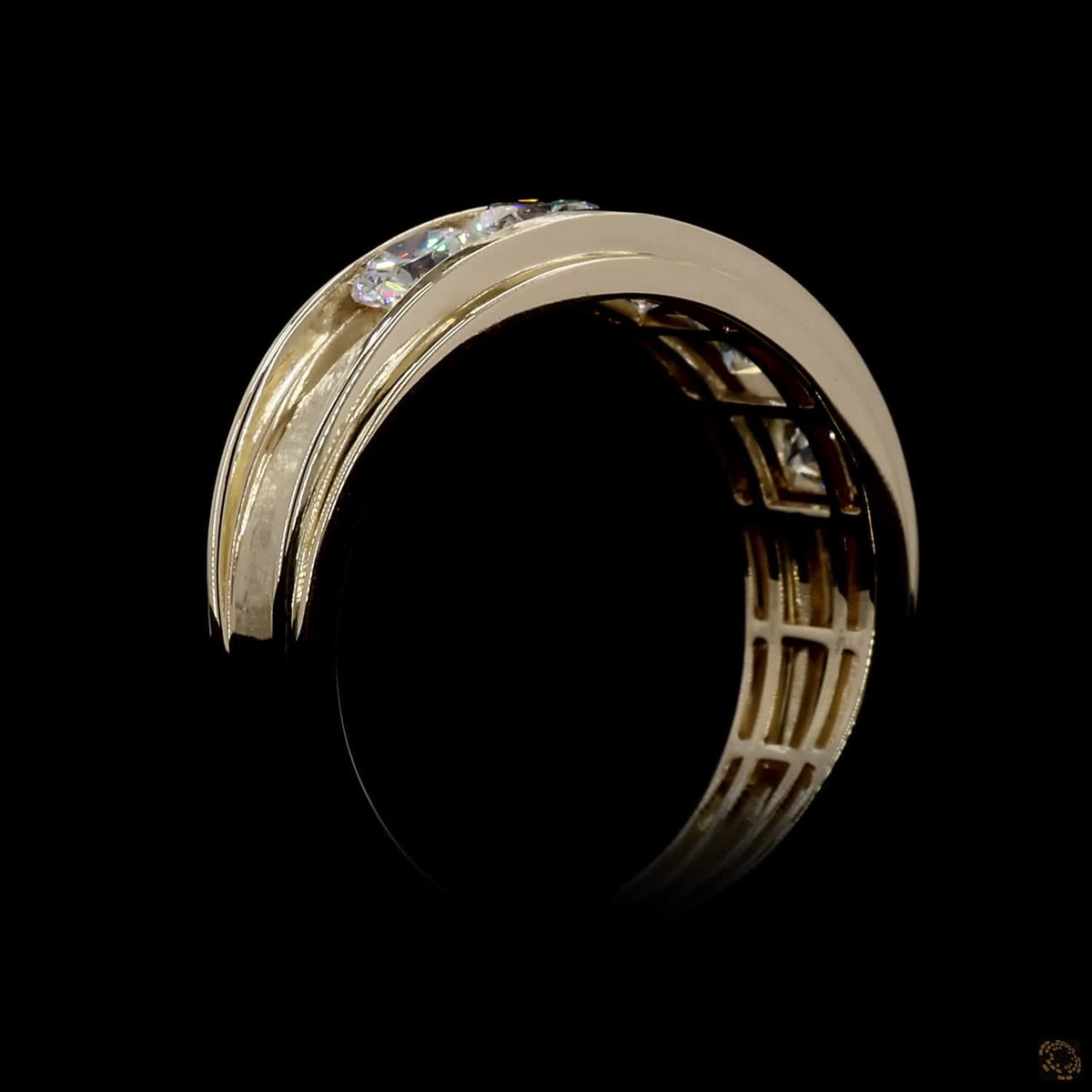 2.46 Ct Men's Channel Set Diamond Band, Yellow Gold Diamond Wedding Band, Round Diamond Men's Band, Thick Channel Set Ring