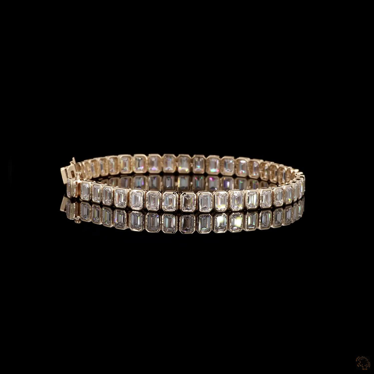 17.04 Ct Bezel-Set Emerald Cut Diamond Tennis Bracelet in 14K Yellow Gold