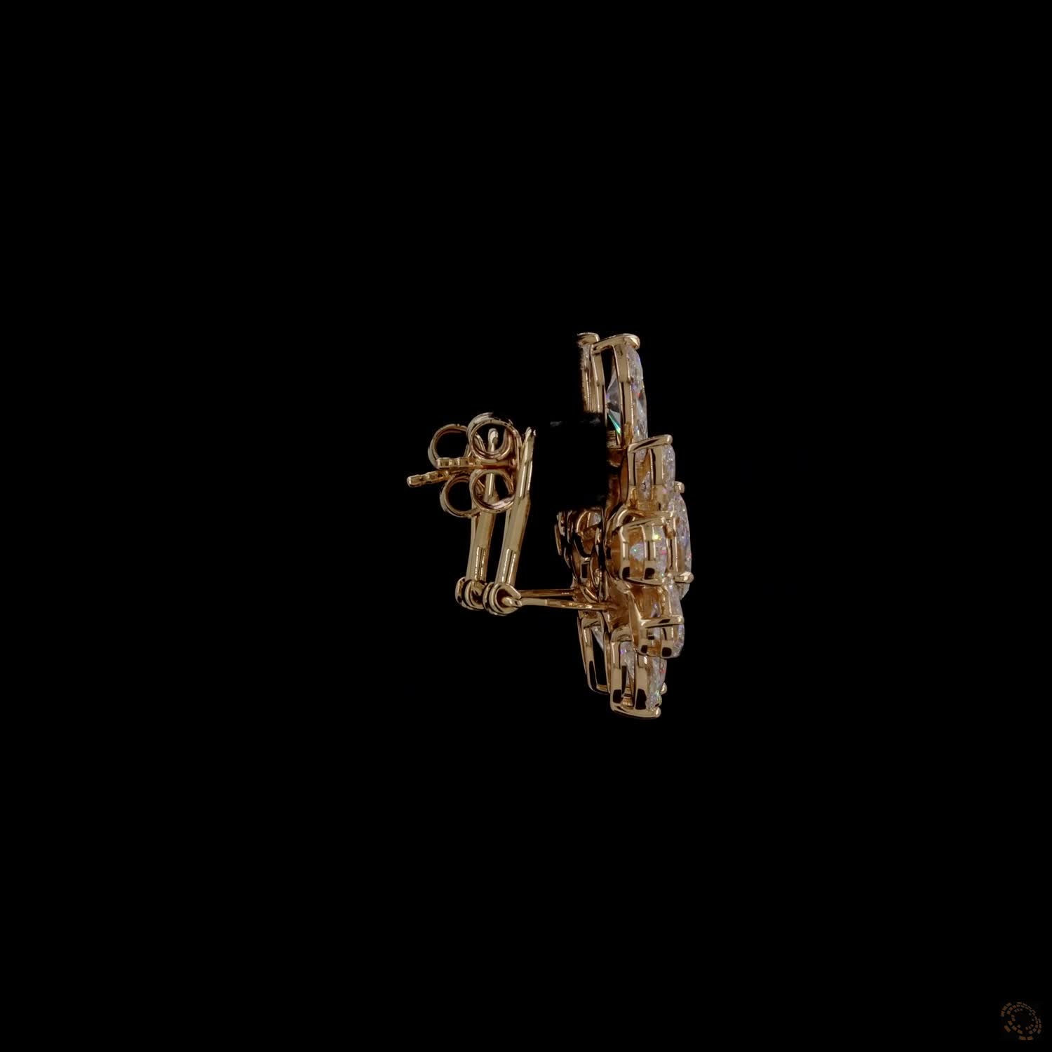 8.02 Ct 14K Yellow Gold Marquise & Pear  Botanical Ear Climber Earrings