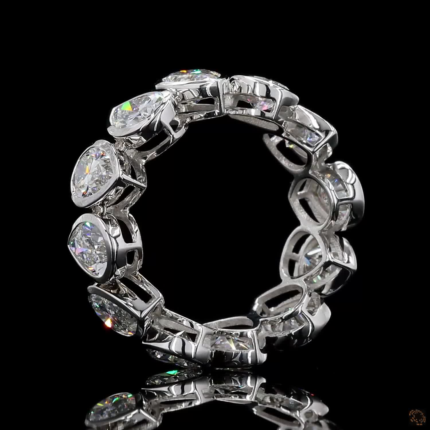 6.88 Ct Pear Cut Bezel Set Diamond Eternity Ring | 14K White Gold Lab Grown Diamond Band