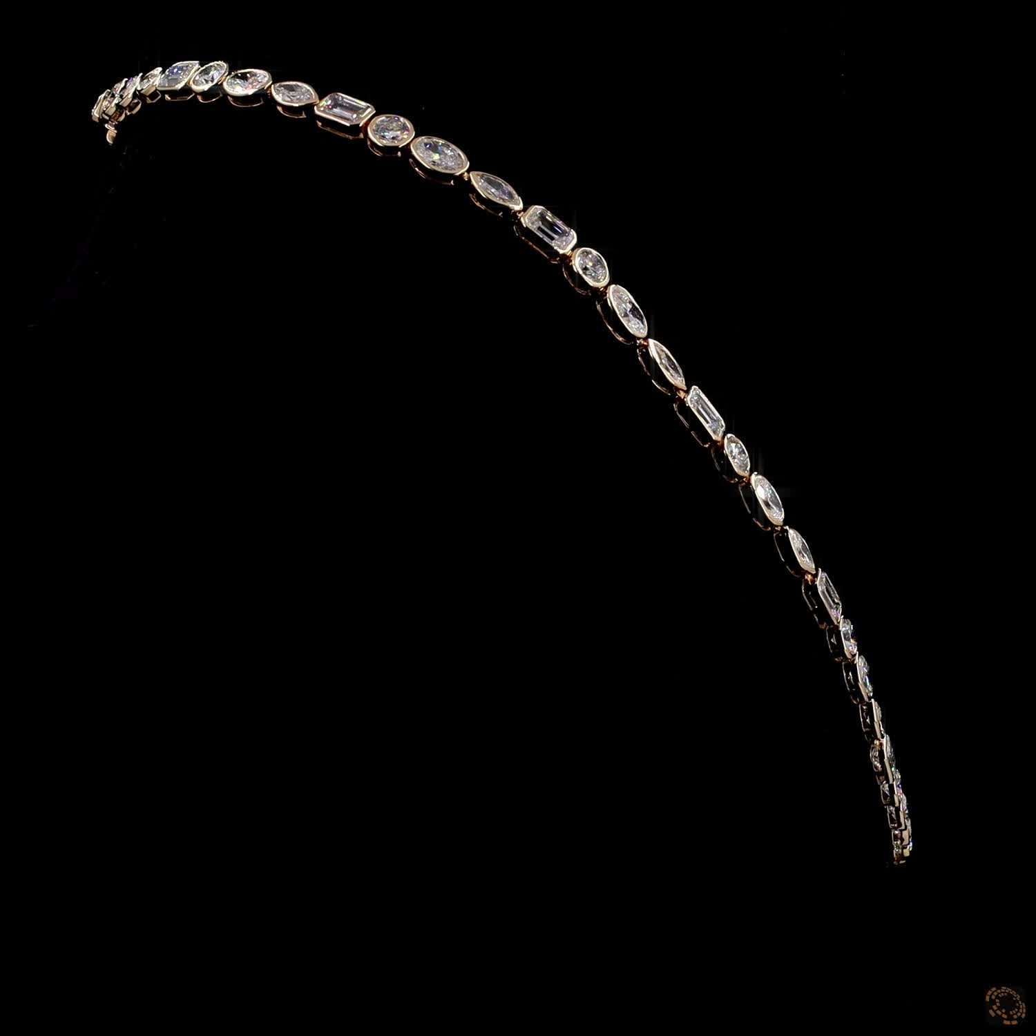 20.70 Ct Bezel Set Mixed Fancy Cut Diamond Riviera Eternity Necklace